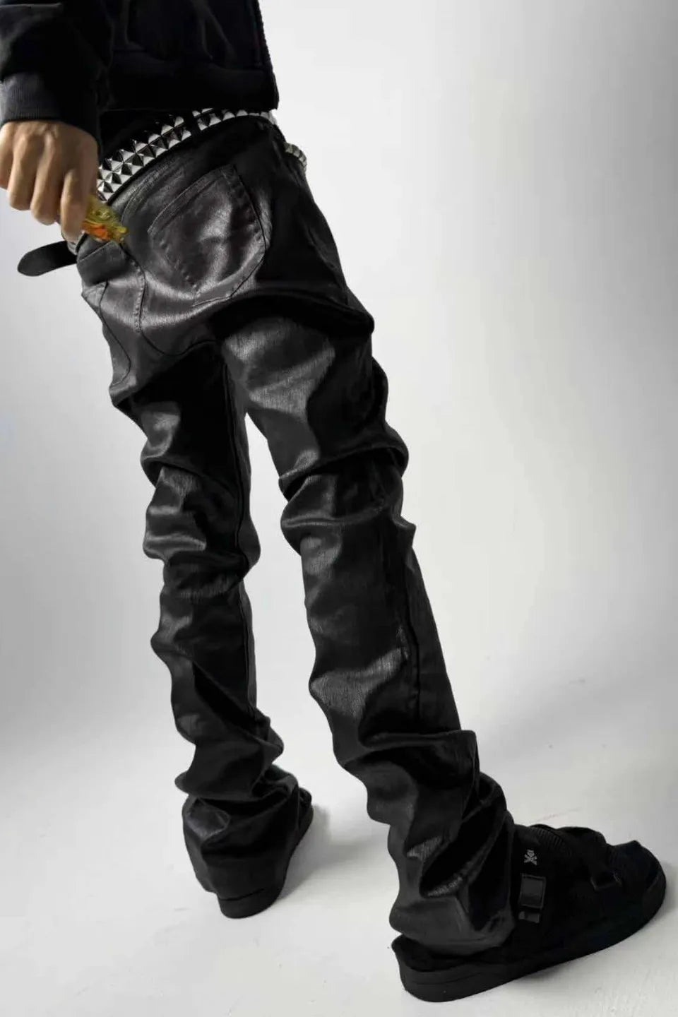 Cracked Resin Coated Straight Denim