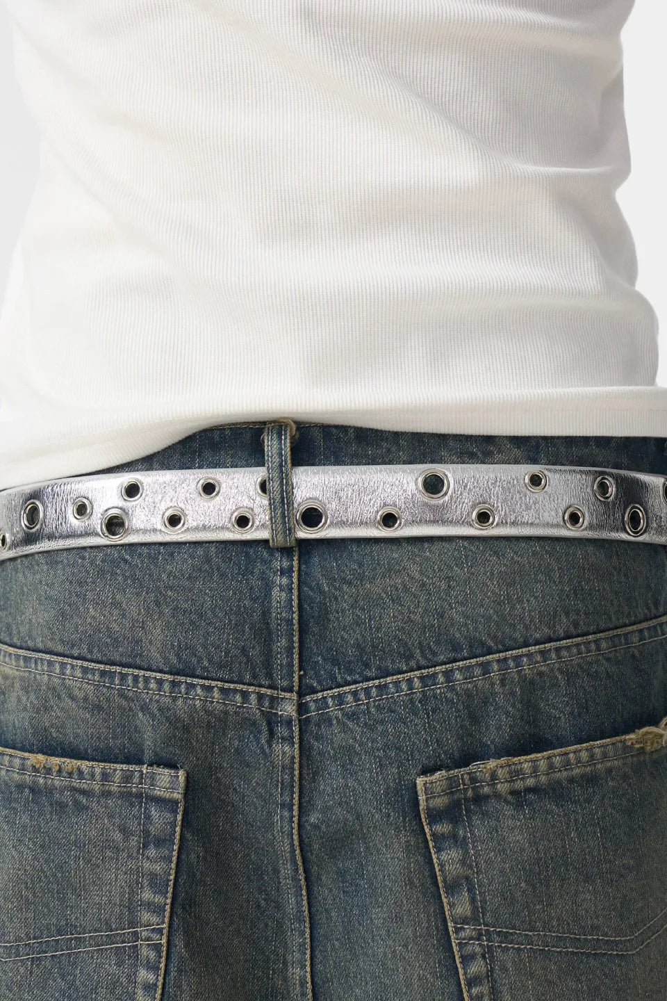 Cracked Silver Triple Pistol Buckle Belt