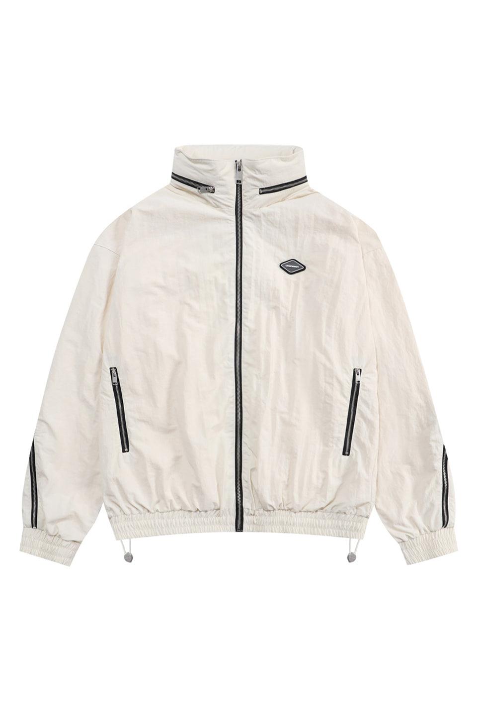 Cream Tonal Zip Track Jacket