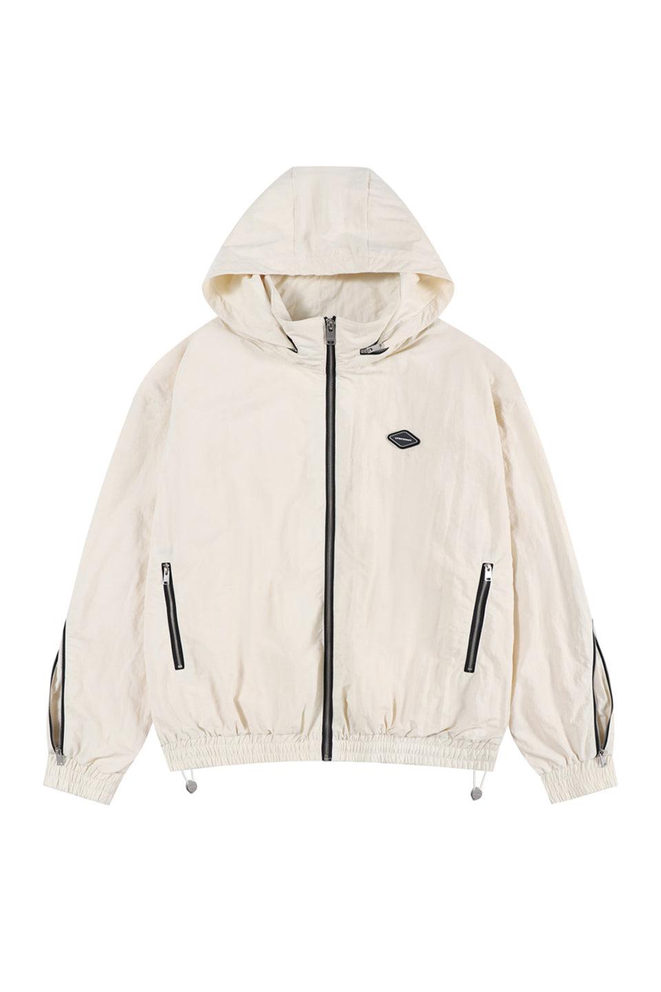 Cream Tonal Zip Track Jacket