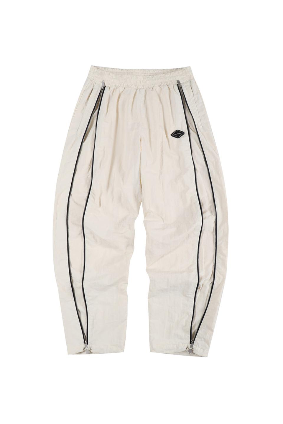 Cream Tonal Zip Track Pants