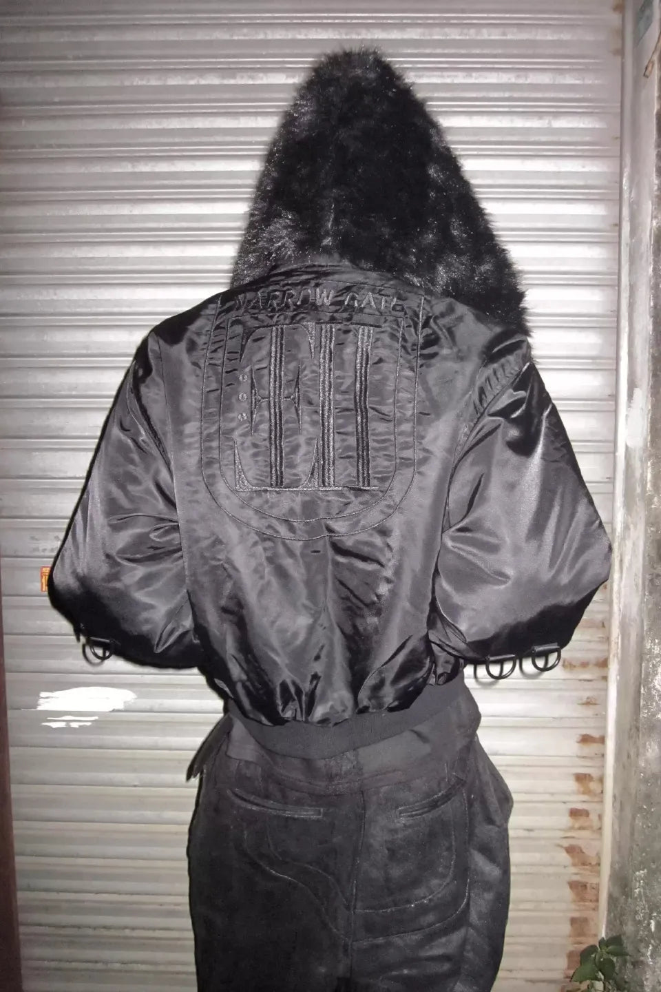 Cross Coffin Fur Scarf Lapel Detachable Hooded Cotton Jacket