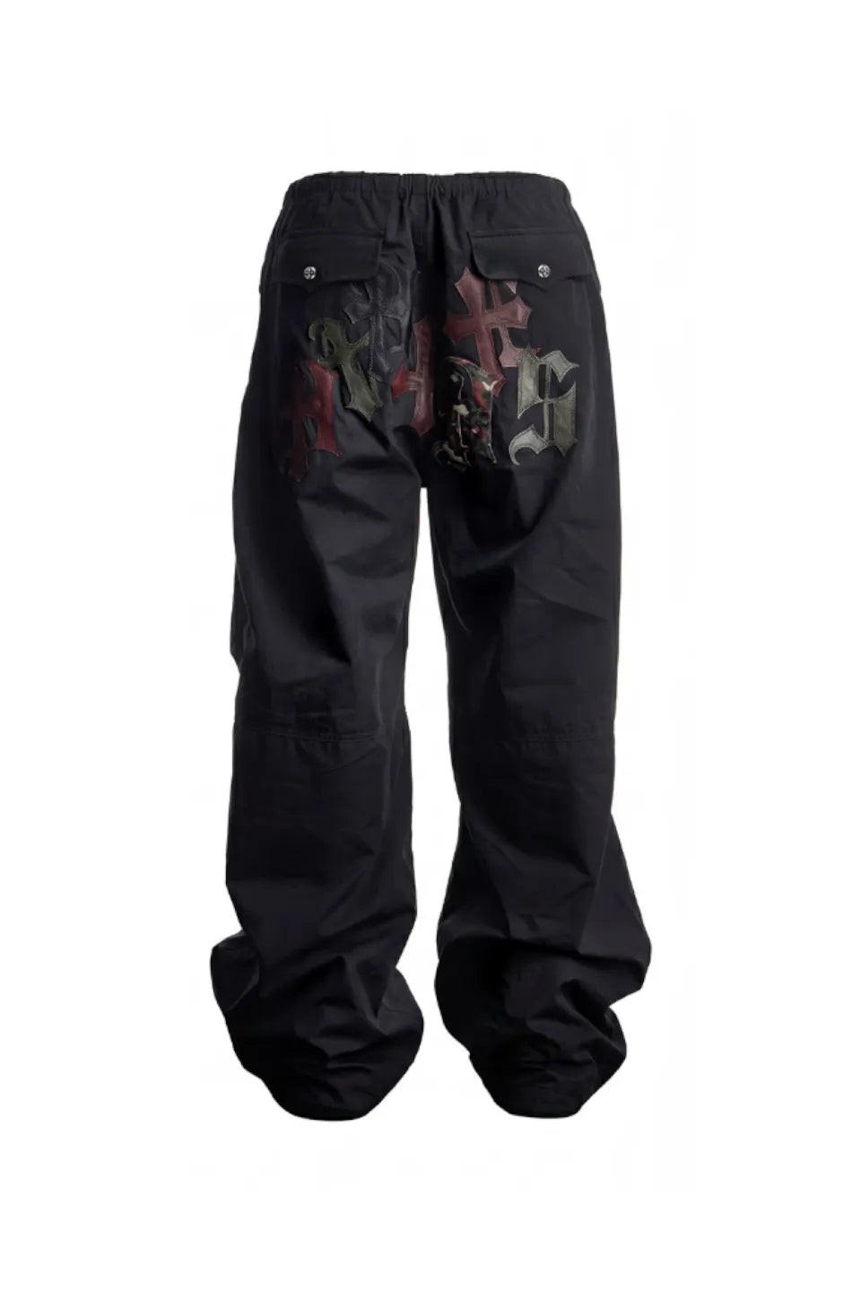 Cross Leather Patch Wide Track Pants
