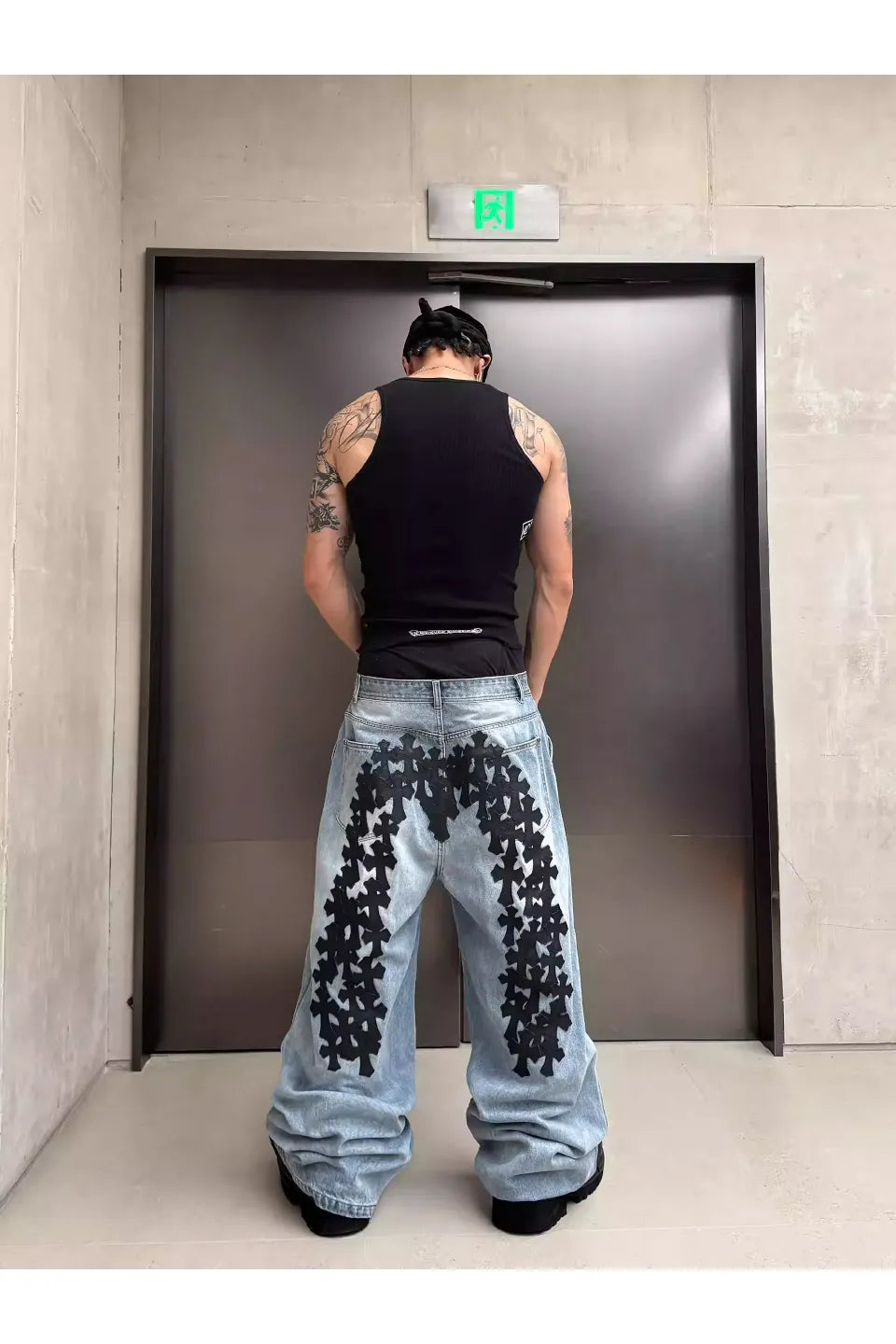 Cross Patch Art Baggy Denim