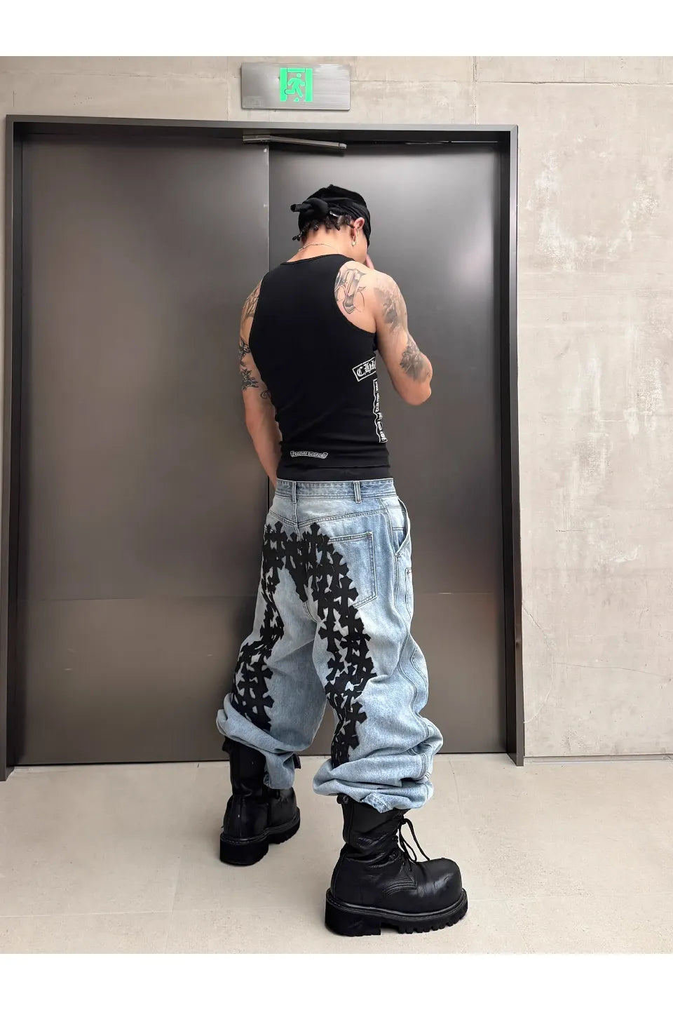 Cross Patch Art Baggy Denim