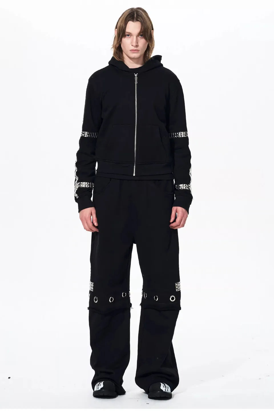 Cross Studded Fake Two Piece Sweatpants