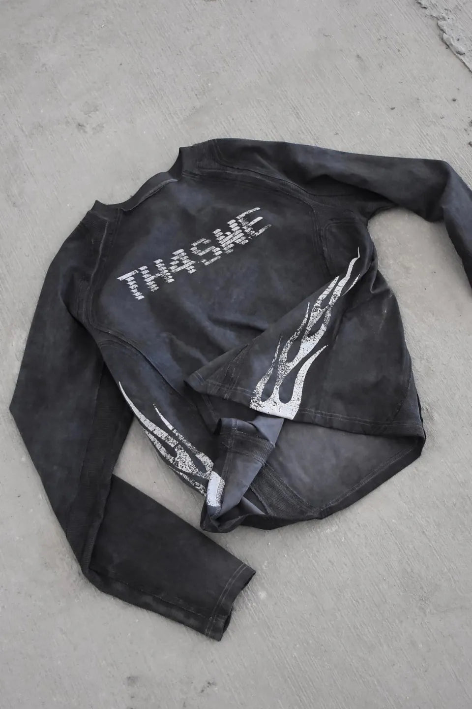 Cross Holy Flame Patchwork Waffle Long Sleeve T-shirt