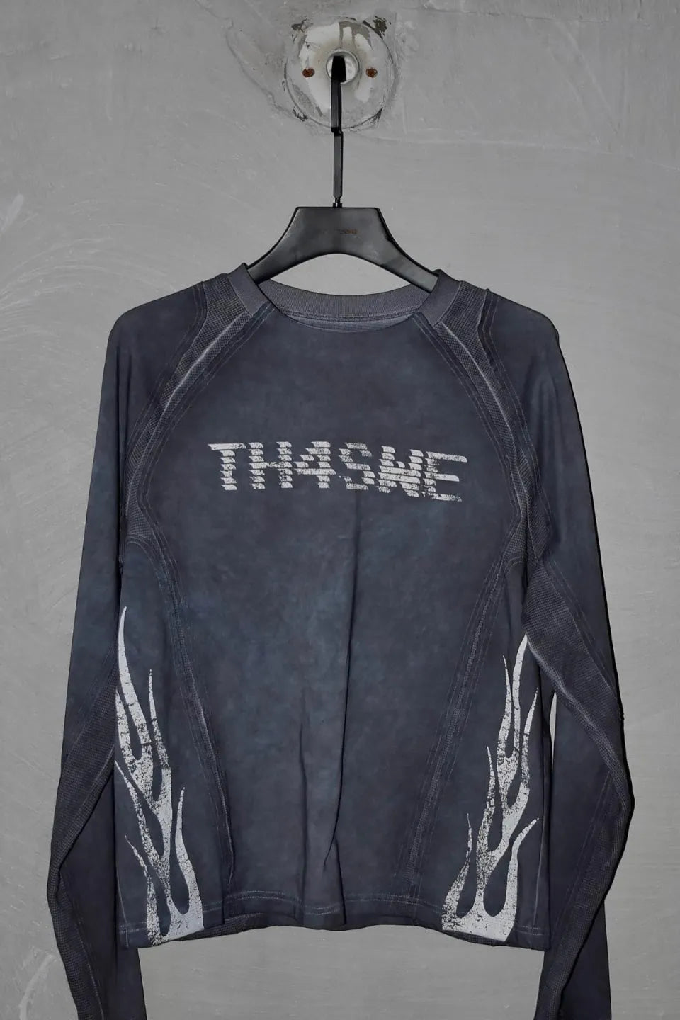 Cross Holy Flame Patchwork Waffle Long Sleeve T-shirt