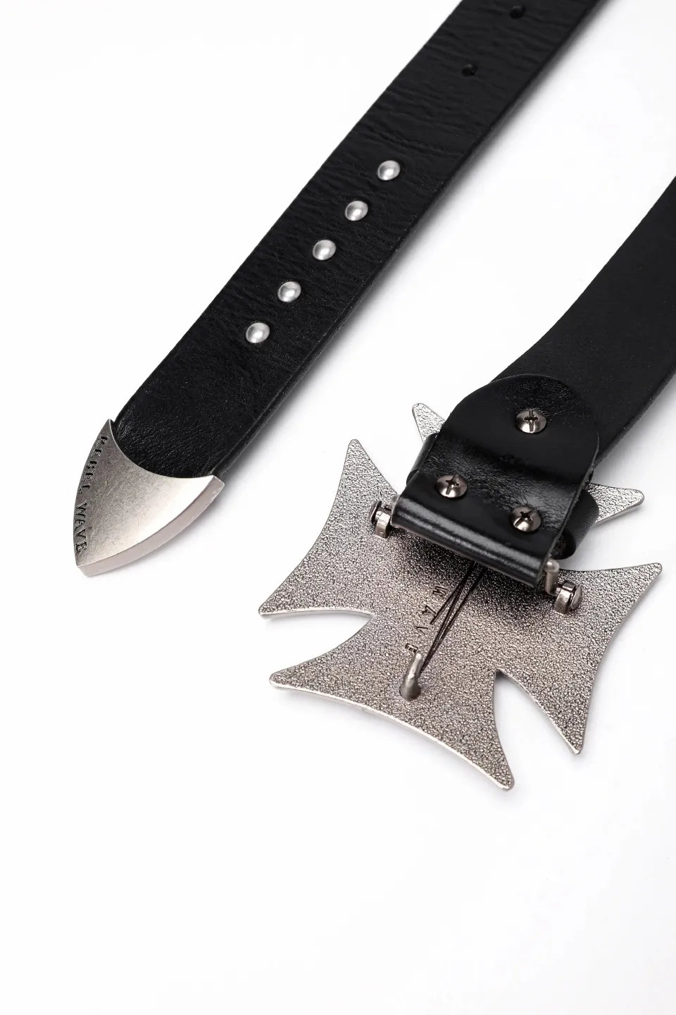 Cross Metal Studded Leather Belt