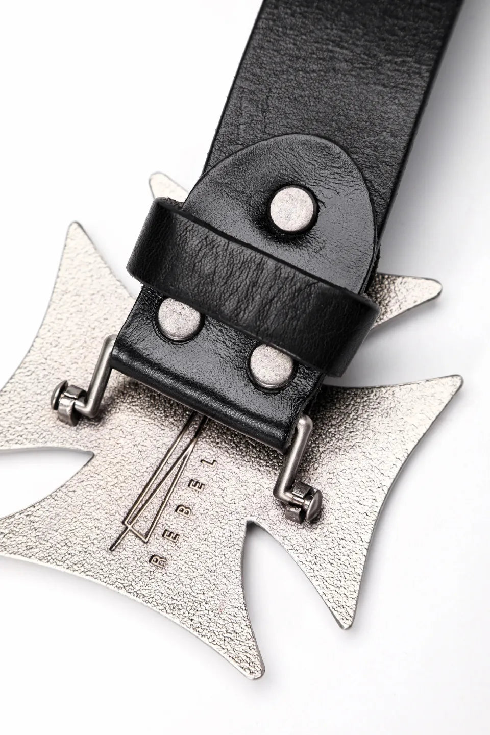 Cross Metal Studded Leather Belt