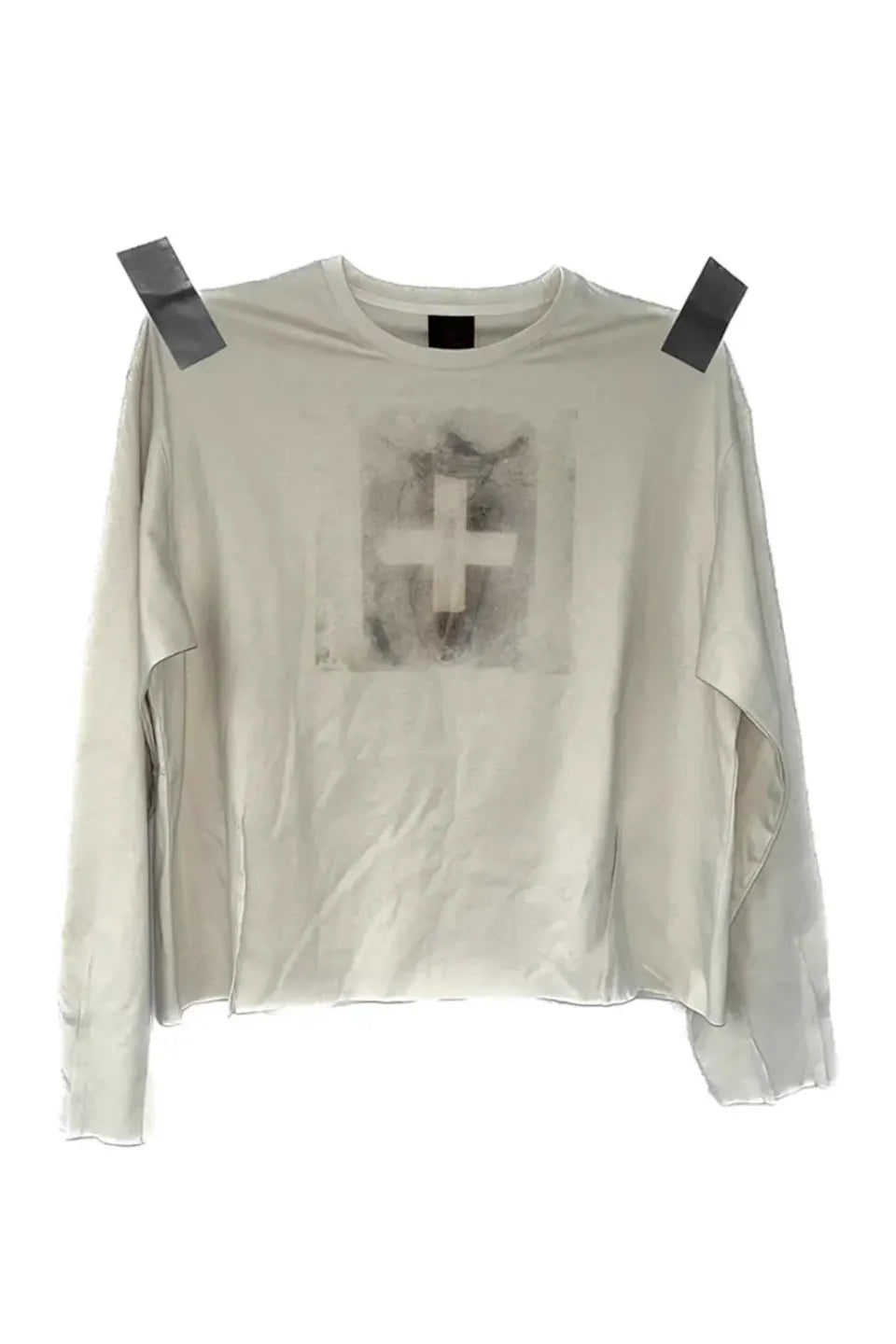 Cross Redemption Print Pinched Pleated long Sleeves