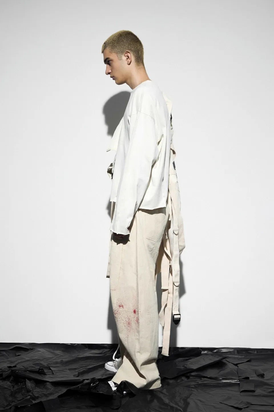 Cross Redemption Print Pinched Pleated long Sleeves