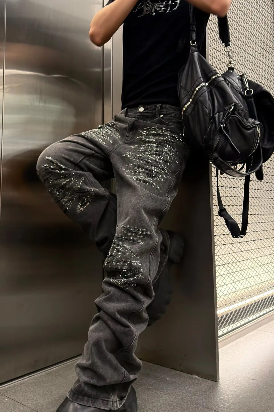 Crystal Whisker Stacked Bootcut Denim
