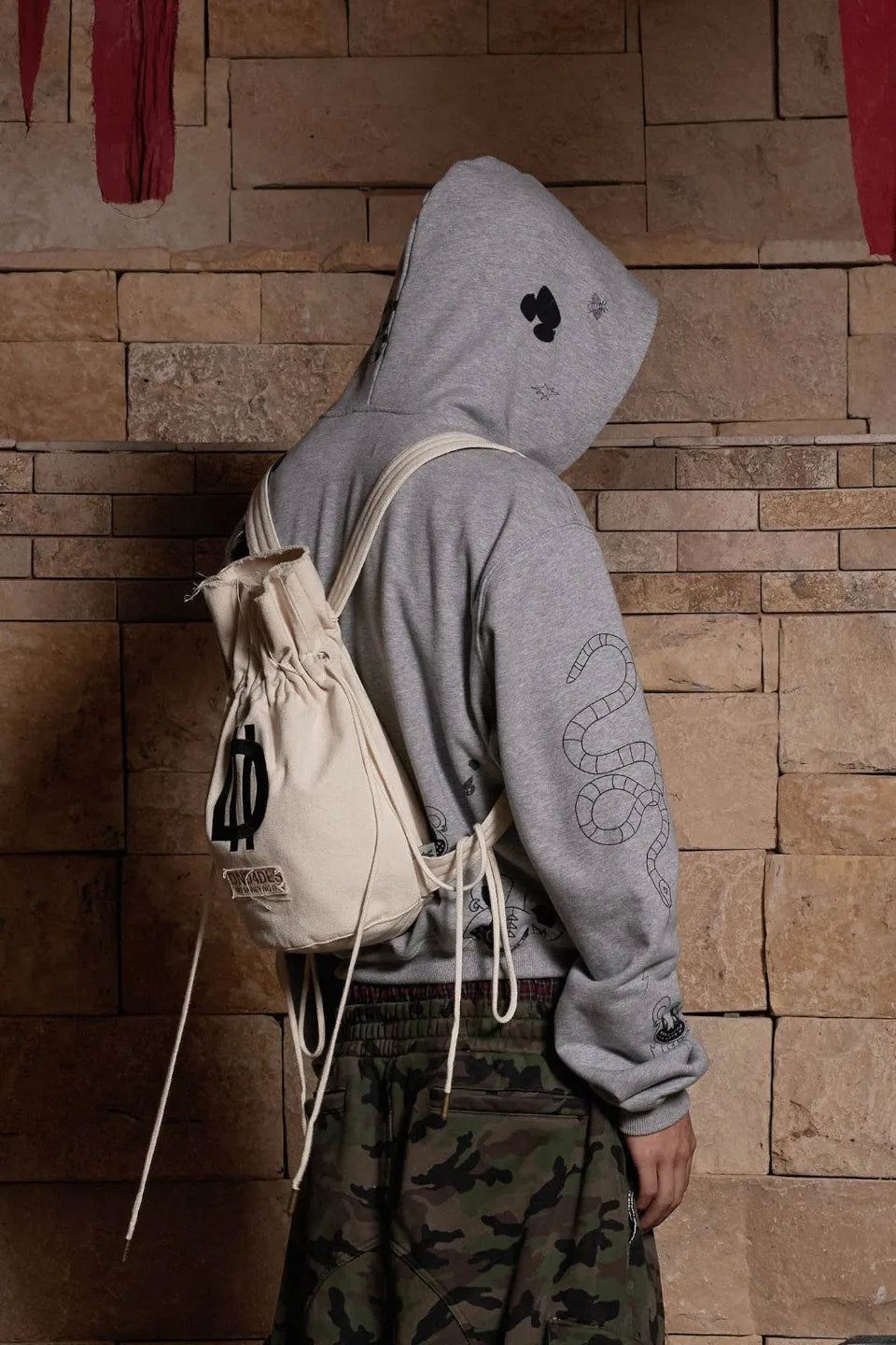 DND Logo Drawstring Bucket Backpack