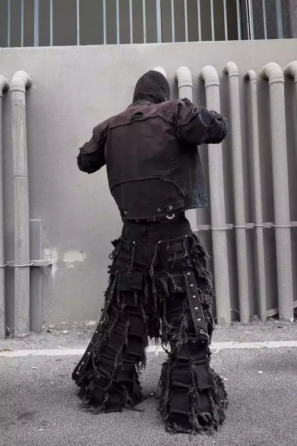 Dark Gradient Spray Paint Zip Up Motorcycle Jacket