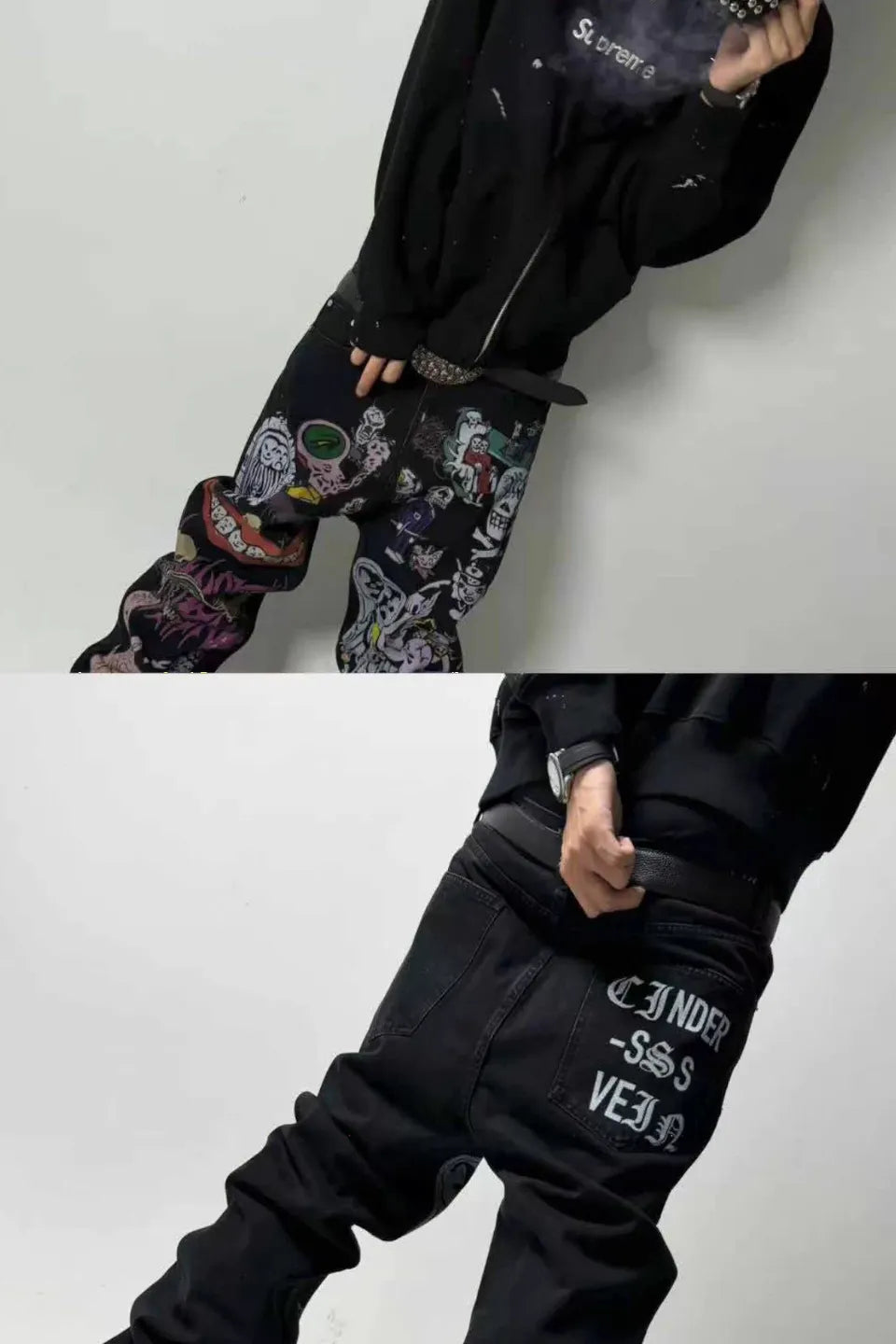 Demon Skull Direct Printed Flared Jeans