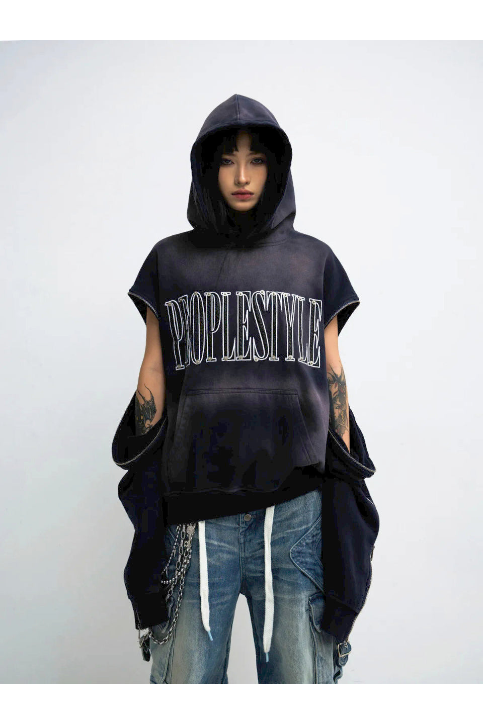 Detachable Embroidered Hoodie