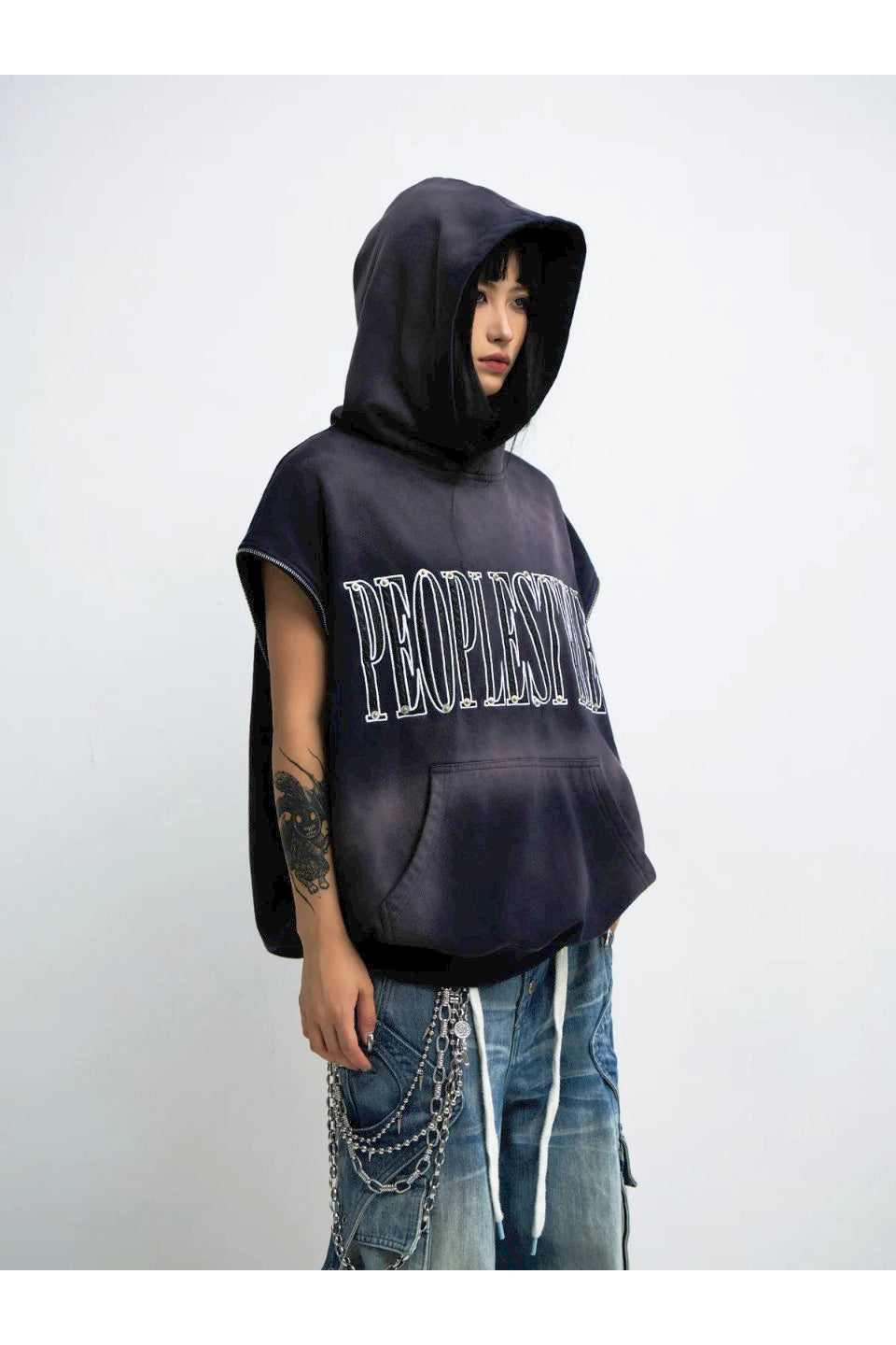 Detachable Embroidered Hoodie