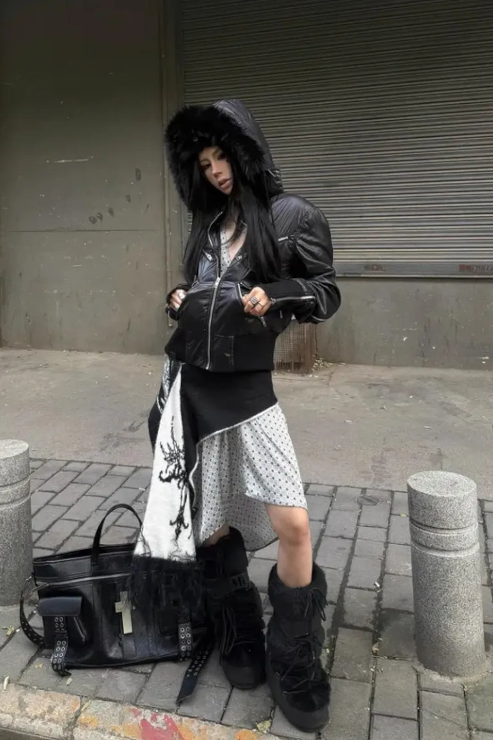 Detachable Fur Hooded Zip Jacket