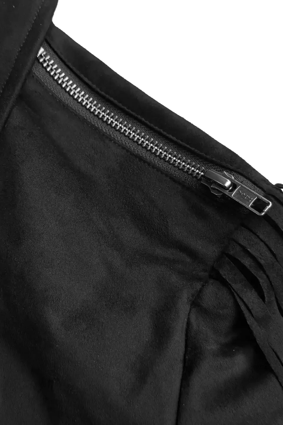 Detachable Fringe Grungy Suede Jacket