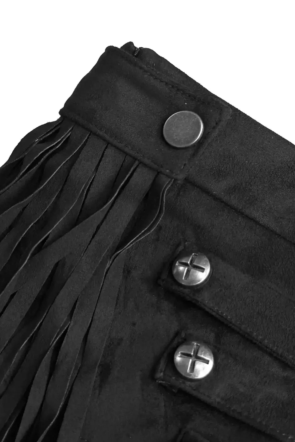 Detachable Fringe Grungy Suede Shorts