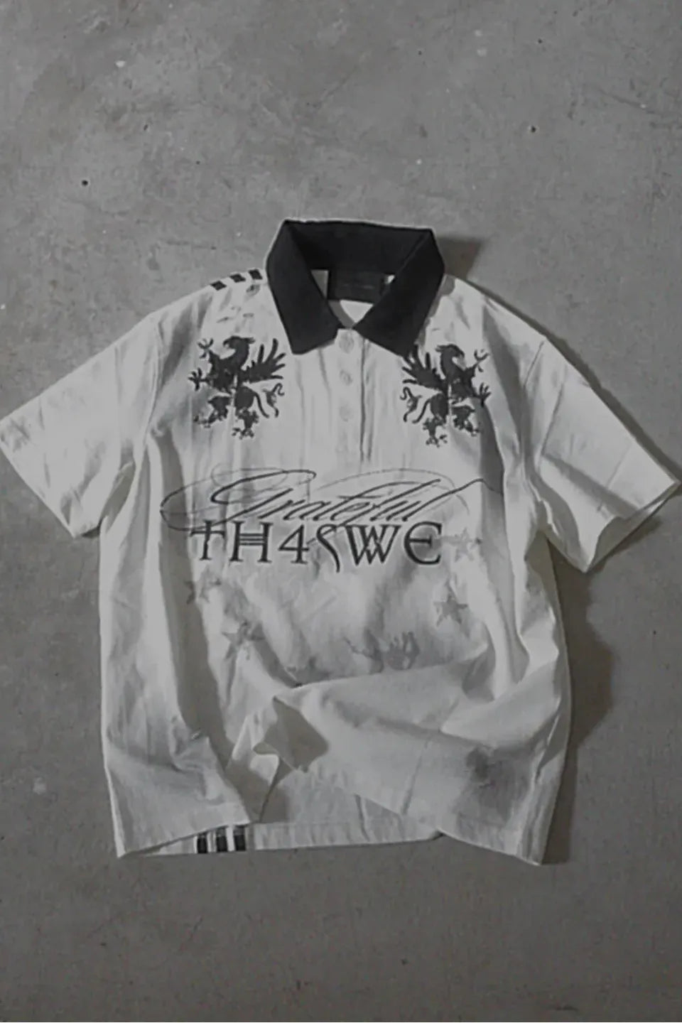 Dirt Washed Destroyed Cropped Polo Shirts