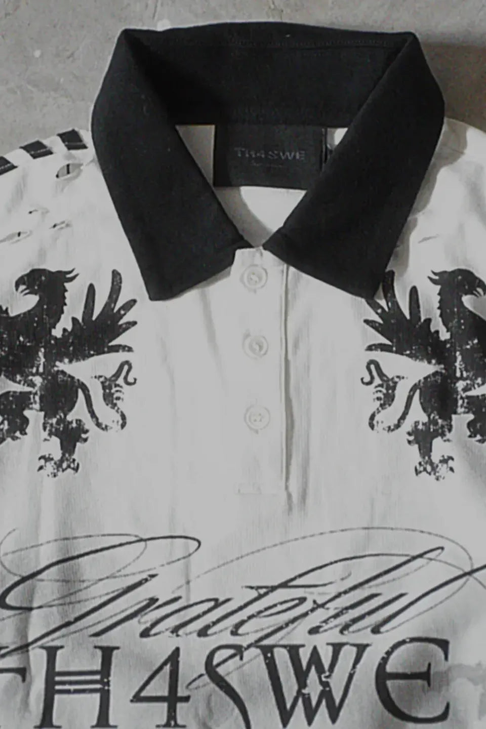 Dirt Washed Destroyed Cropped Polo Shirts