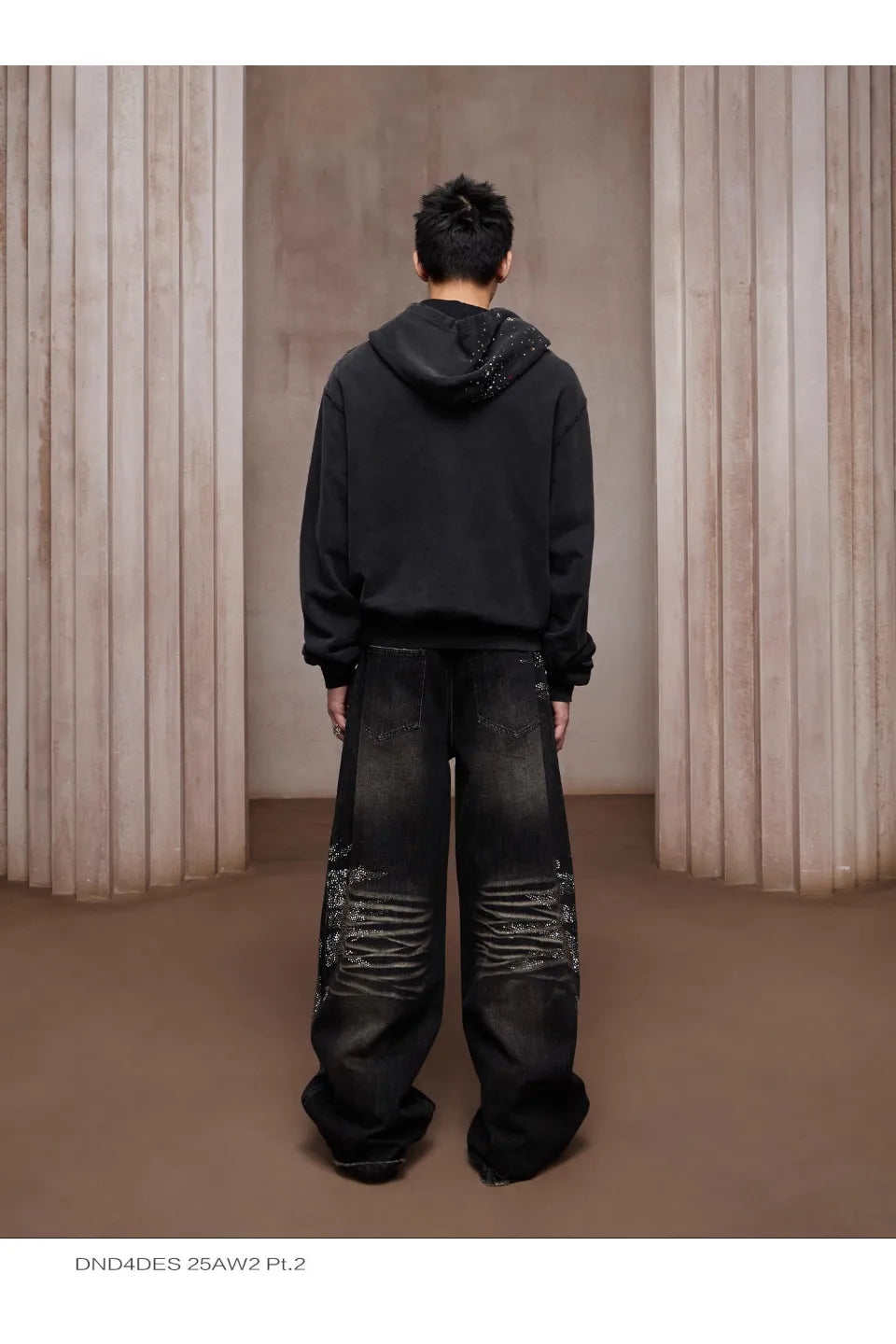 Dirty Washed Diamond Wide Leg Jeans