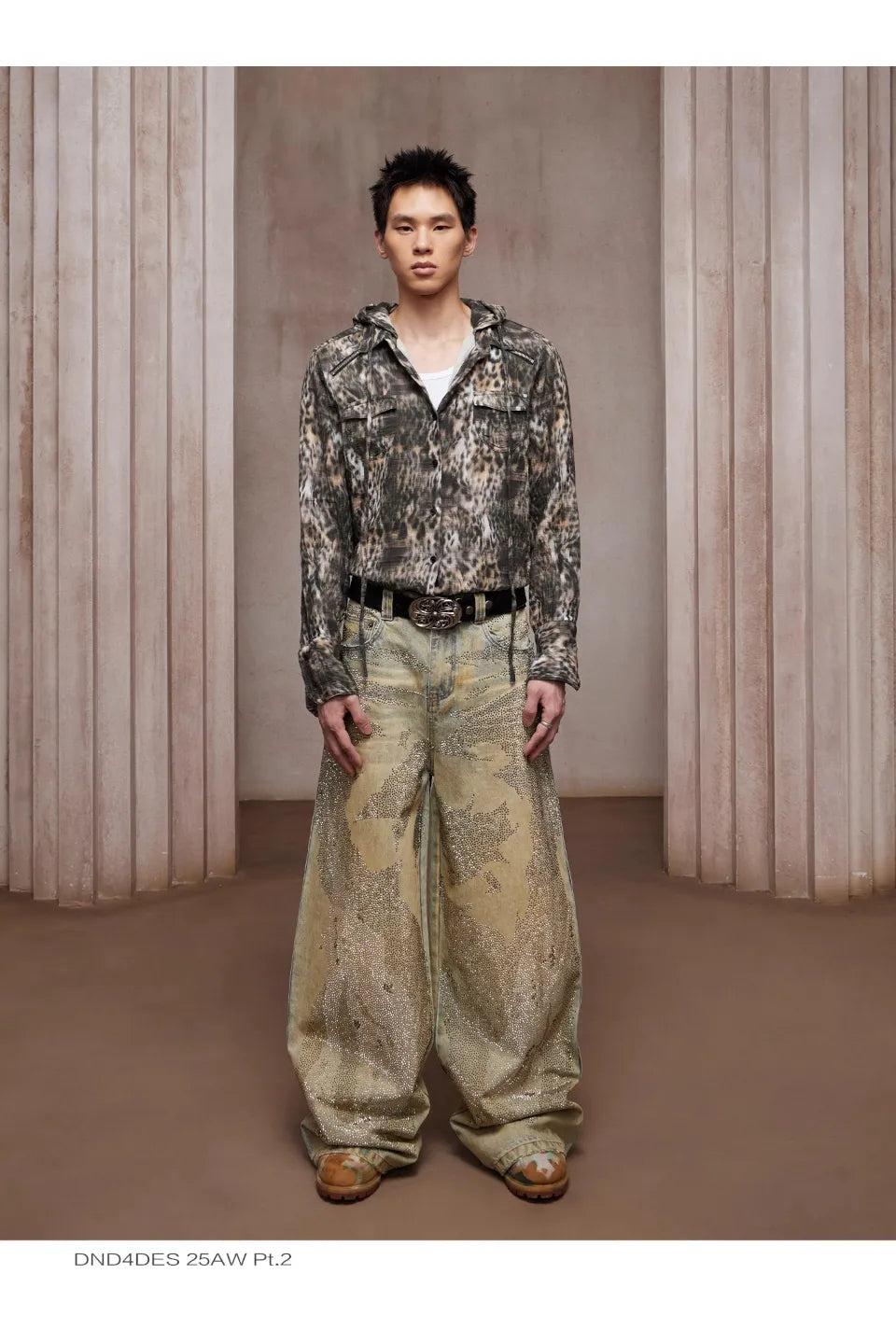 Dirty Washed Diamond Wide Leg Jeans