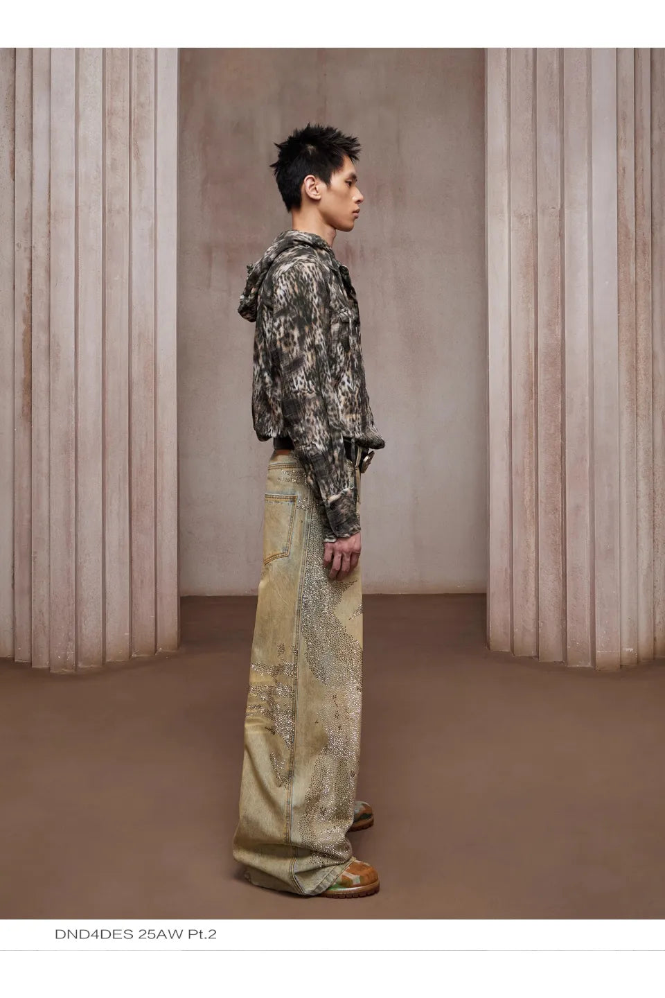 Dirty Washed Diamond Wide Leg Jeans