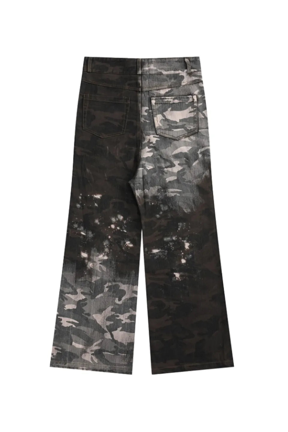 Dissolved Camouflage Faded Drop Crotch Flared Pants