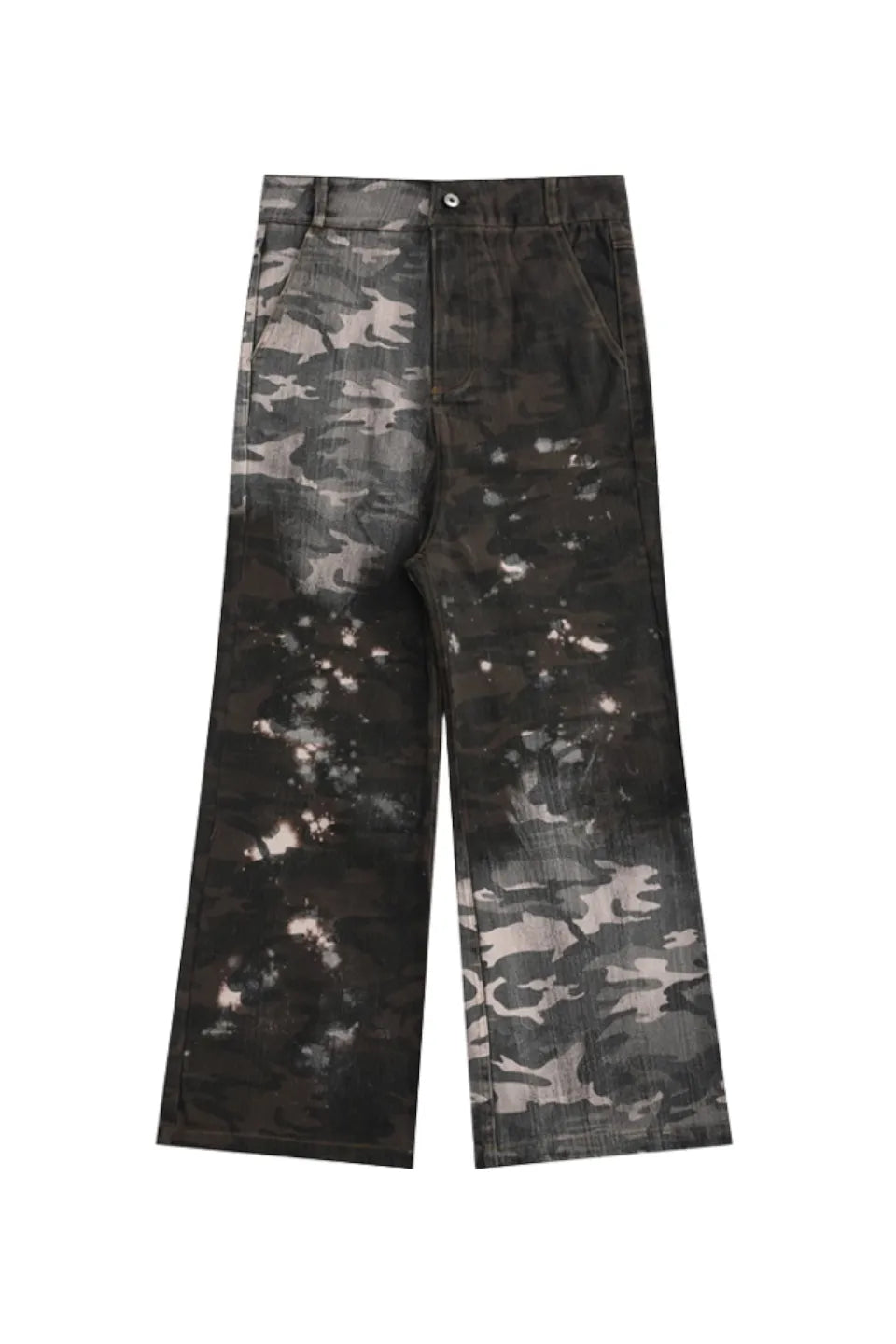 Dissolved Camouflage Faded Drop Crotch Flared Pants