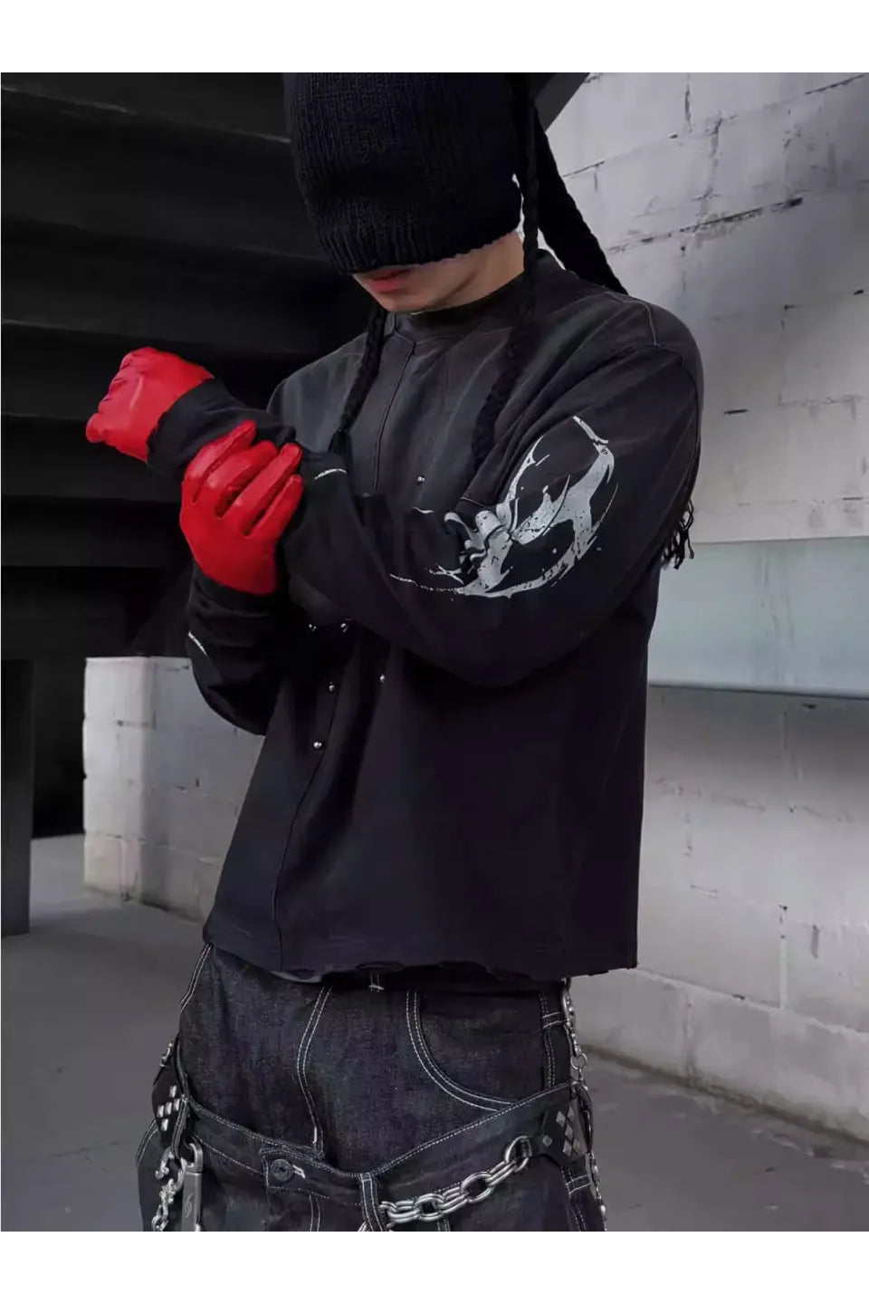 Distressed Cross Long Sleeve T-shirt