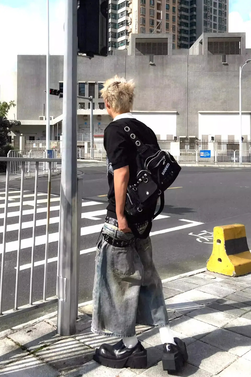 Distressed Double Layer Denim Shorts