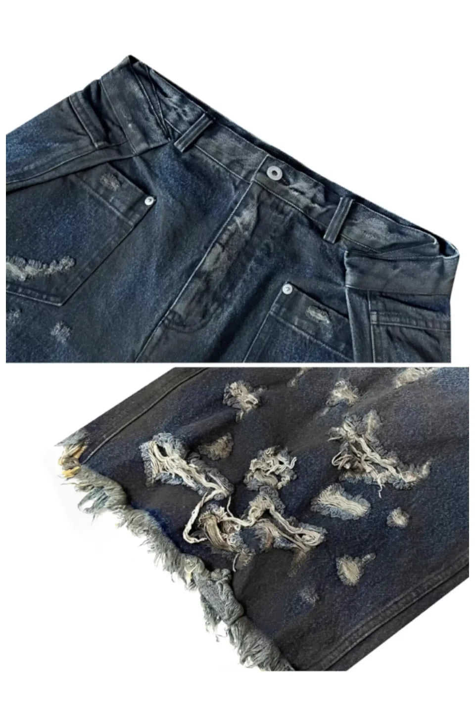 Distressed Pleated Denim Jorts