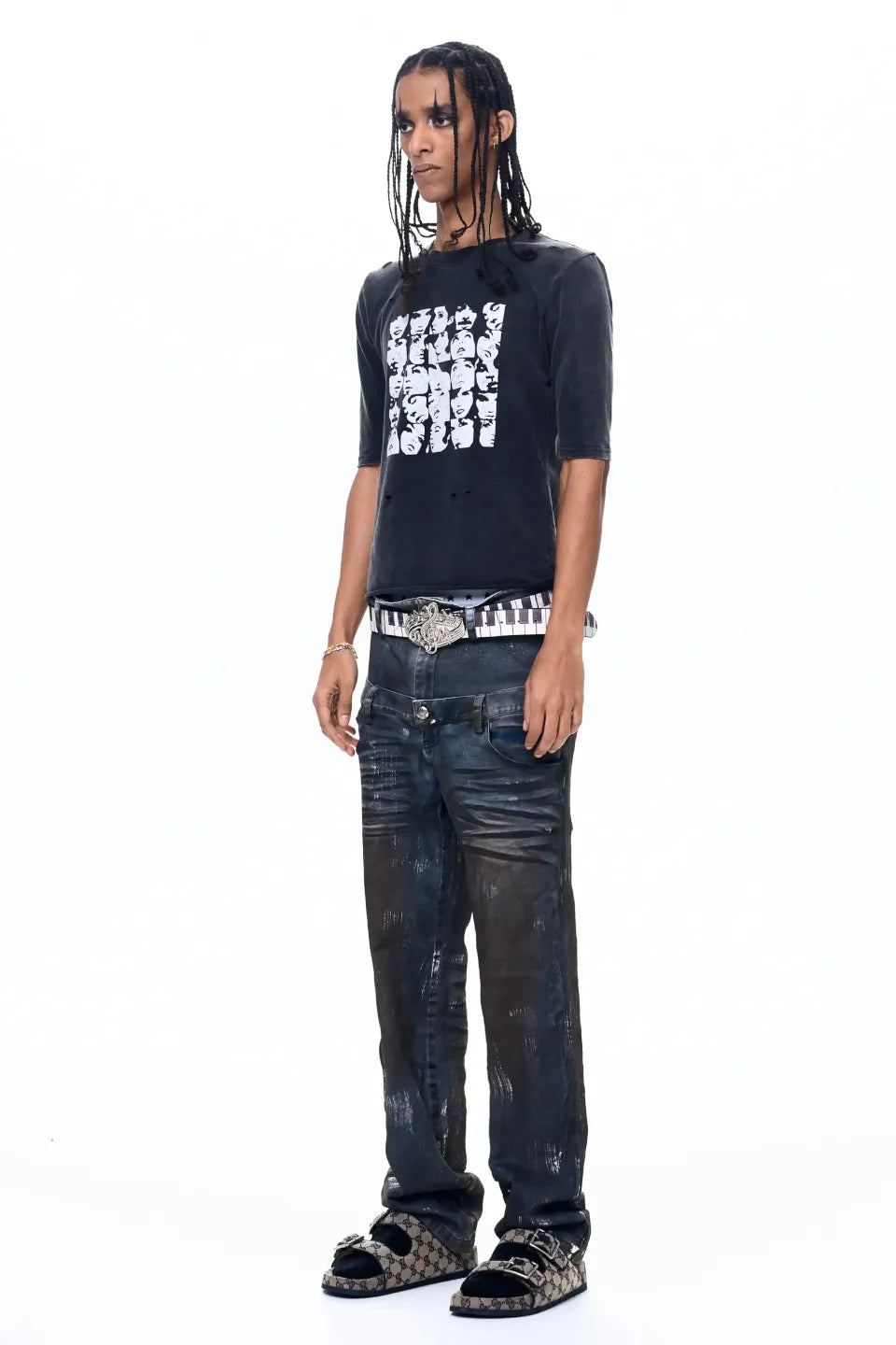 Distressed Portrait Print T-Shirt