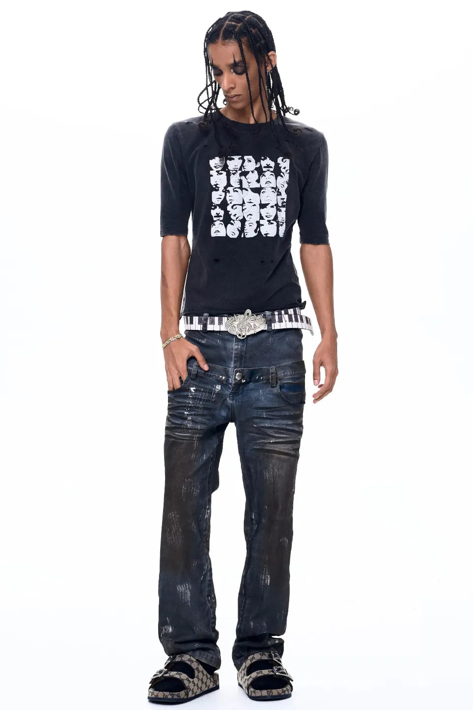Distressed Portrait Print T-Shirt