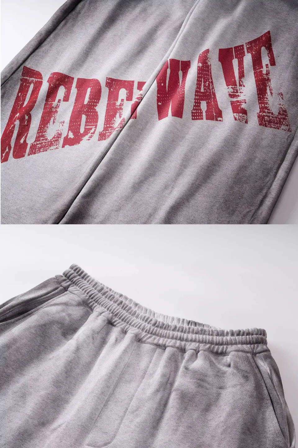 Distressed Reversible Slogan Sweatpants