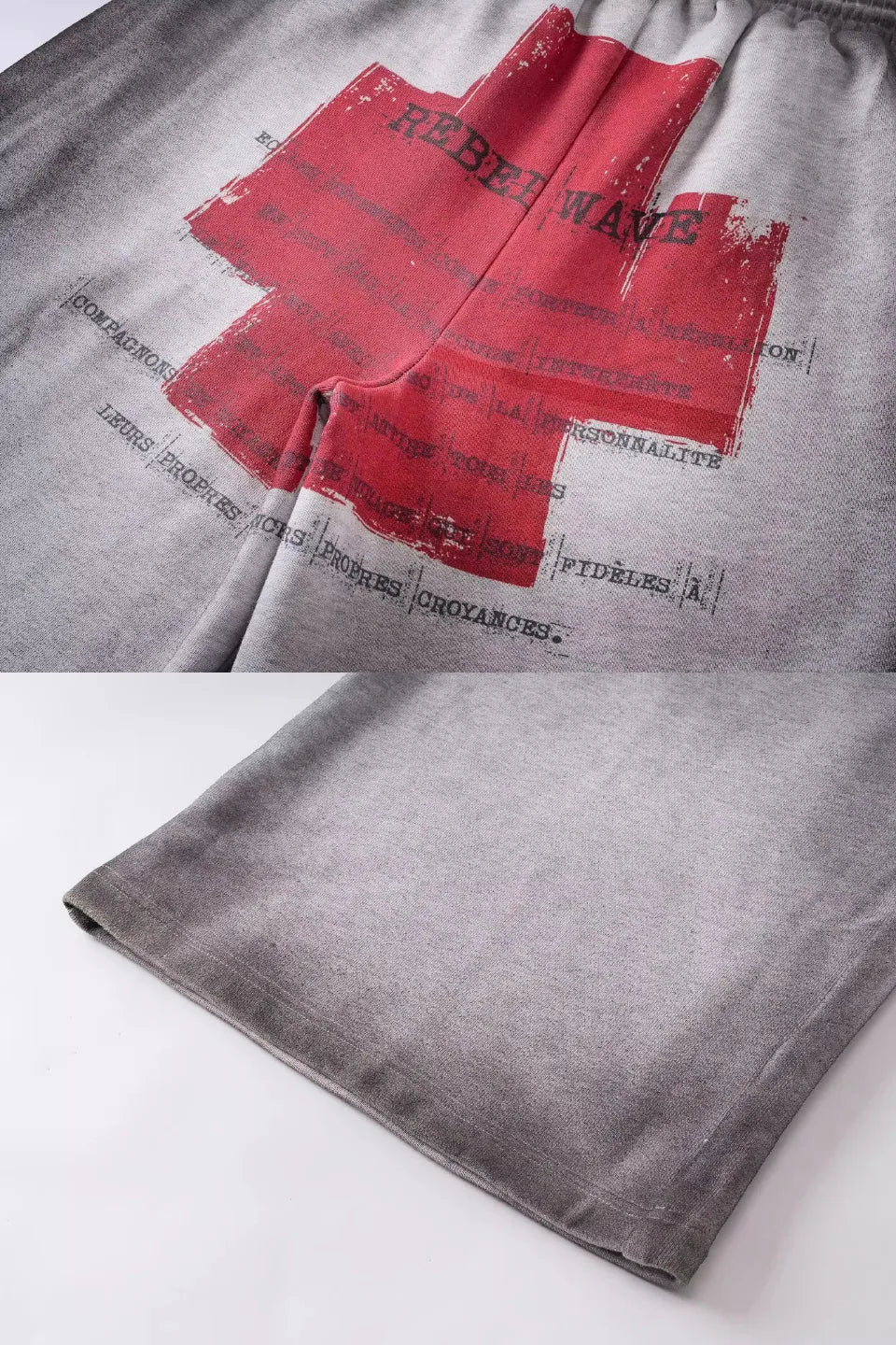 Distressed Reversible Slogan Sweatpants