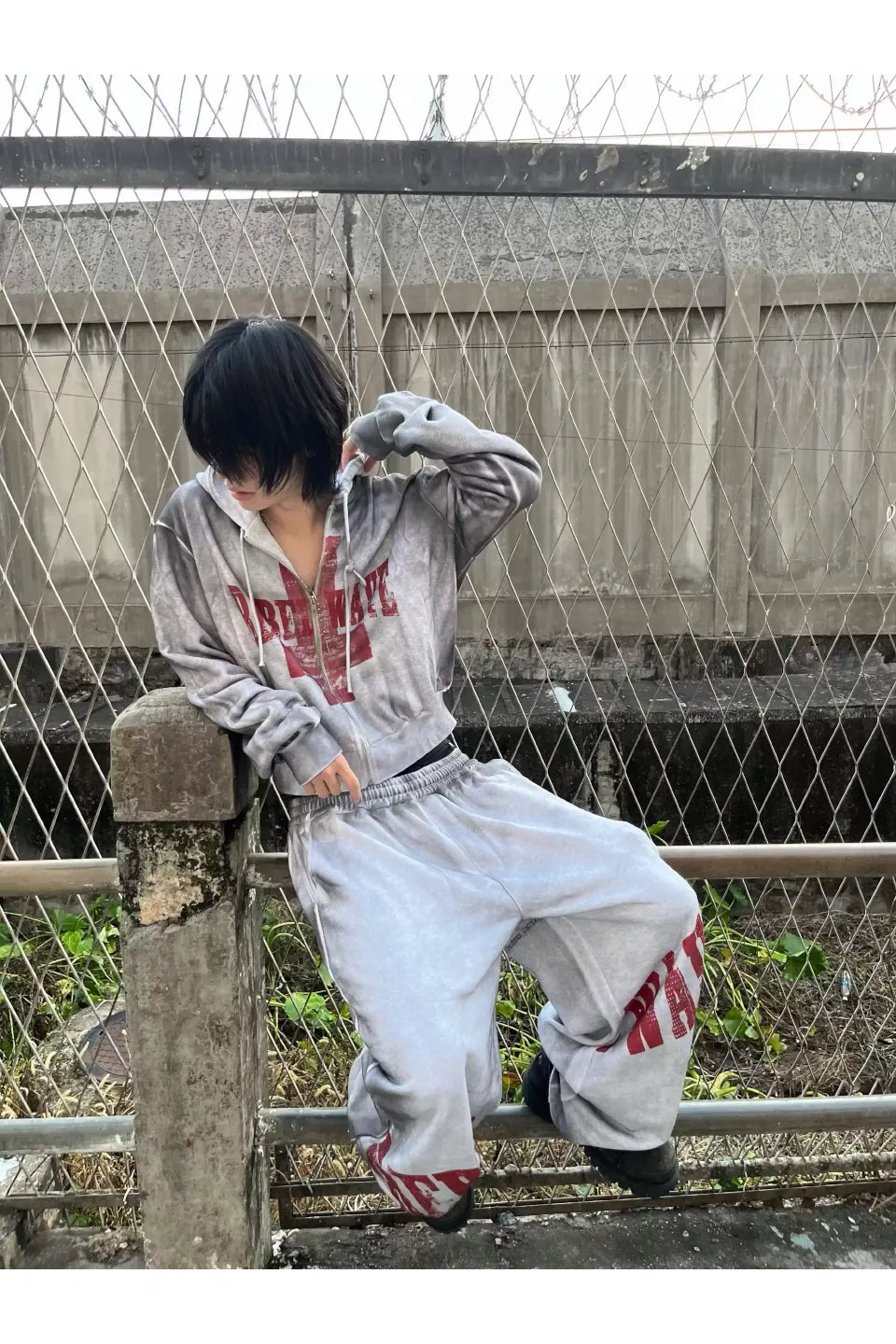 Distressed Slogan Hoodie