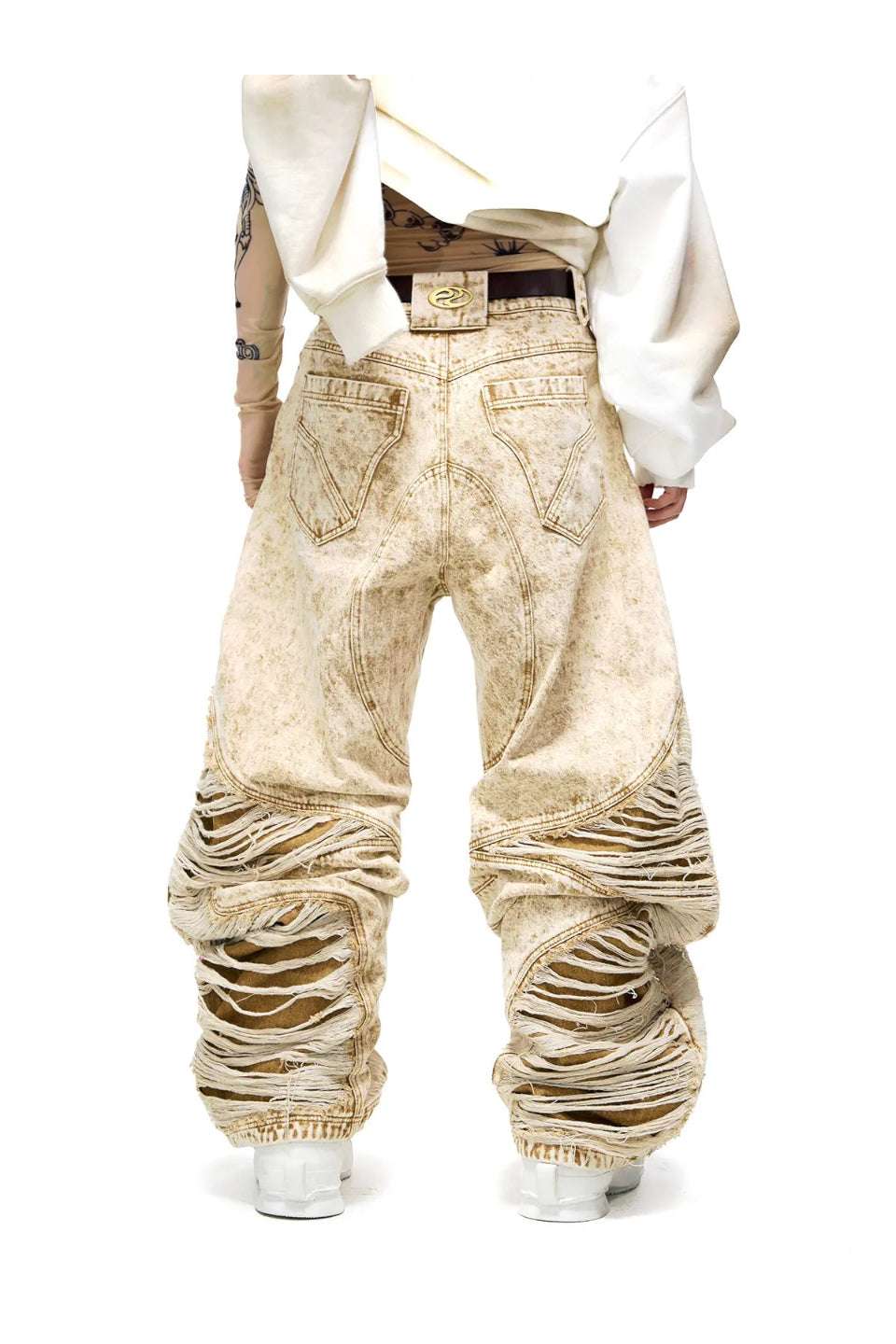 Distroyed Apricot Baggy Jeans