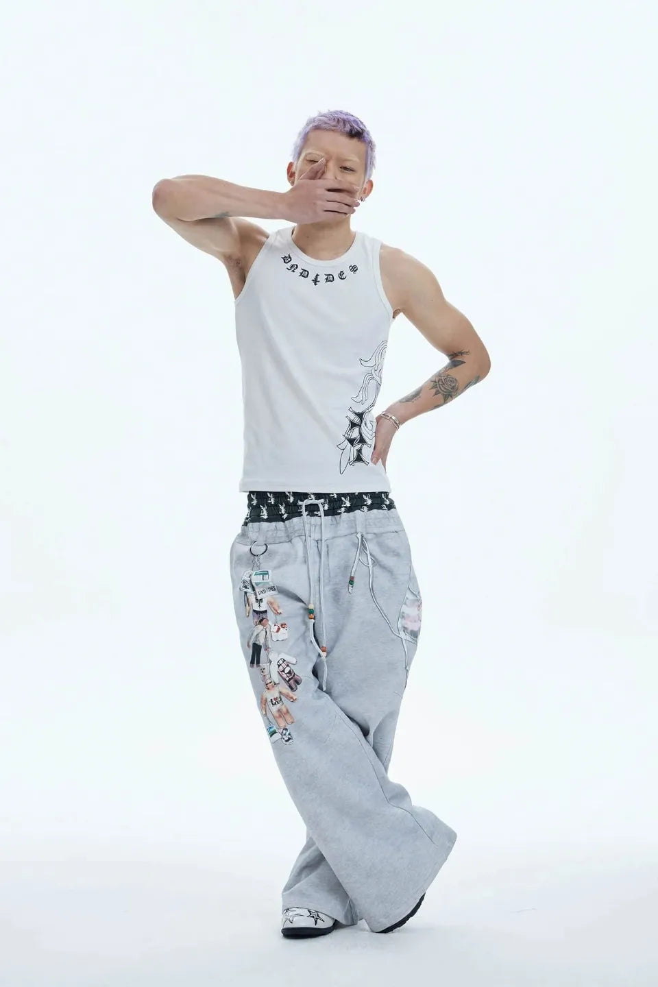 Doll Charm Graphic Double Waist Sweatpants
