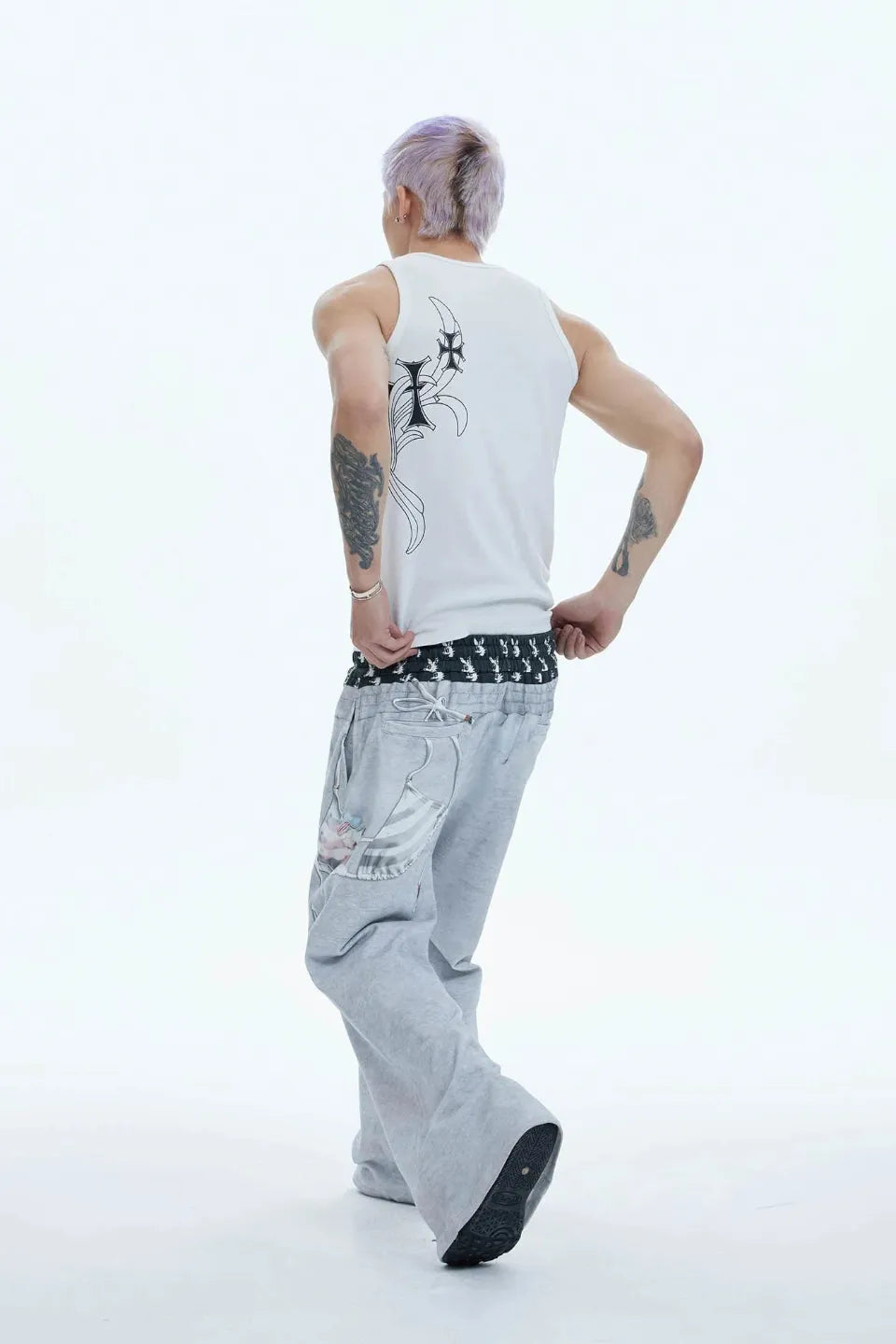Doll Charm Graphic Double Waist Sweatpants