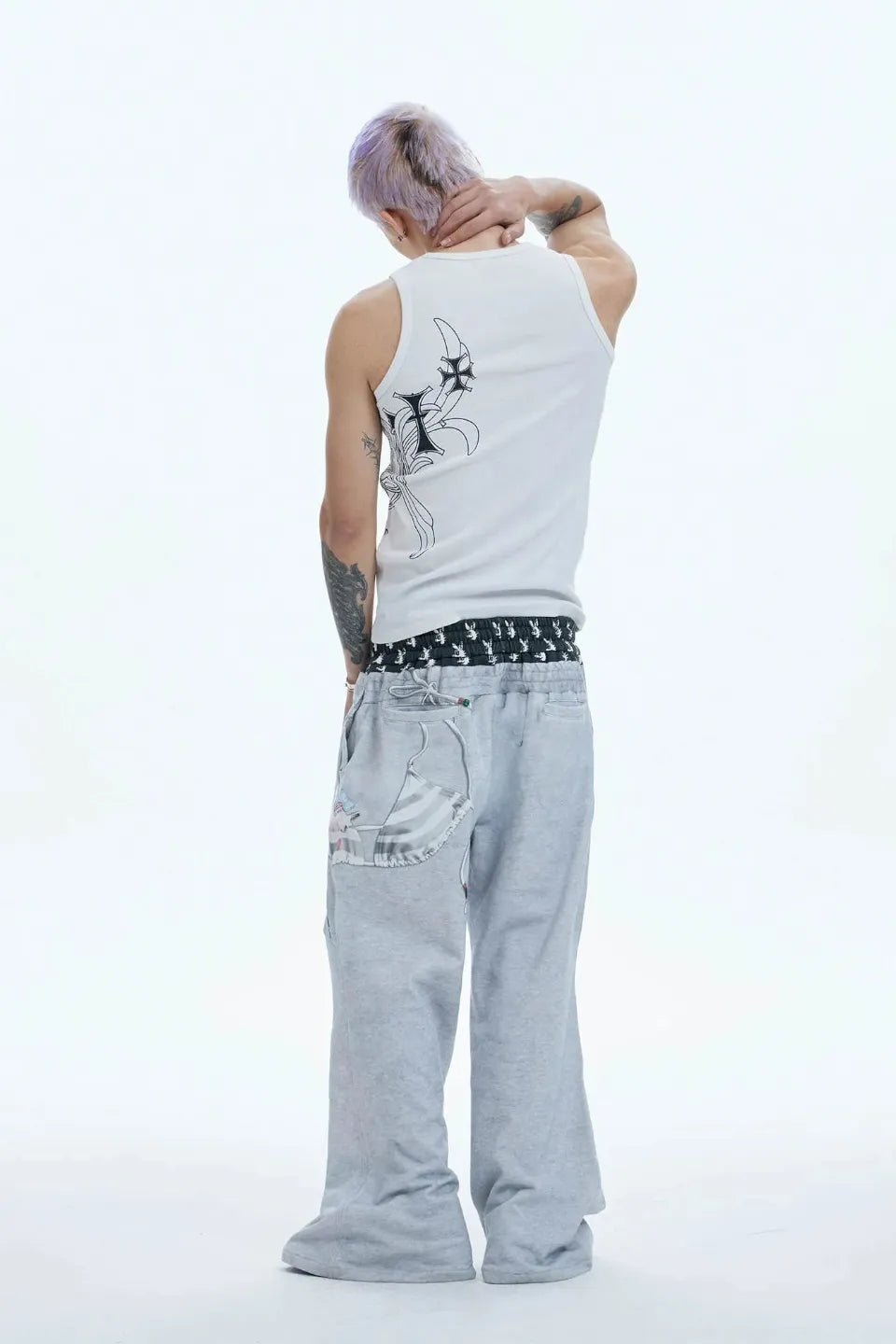 Doll Charm Graphic Double Waist Sweatpants