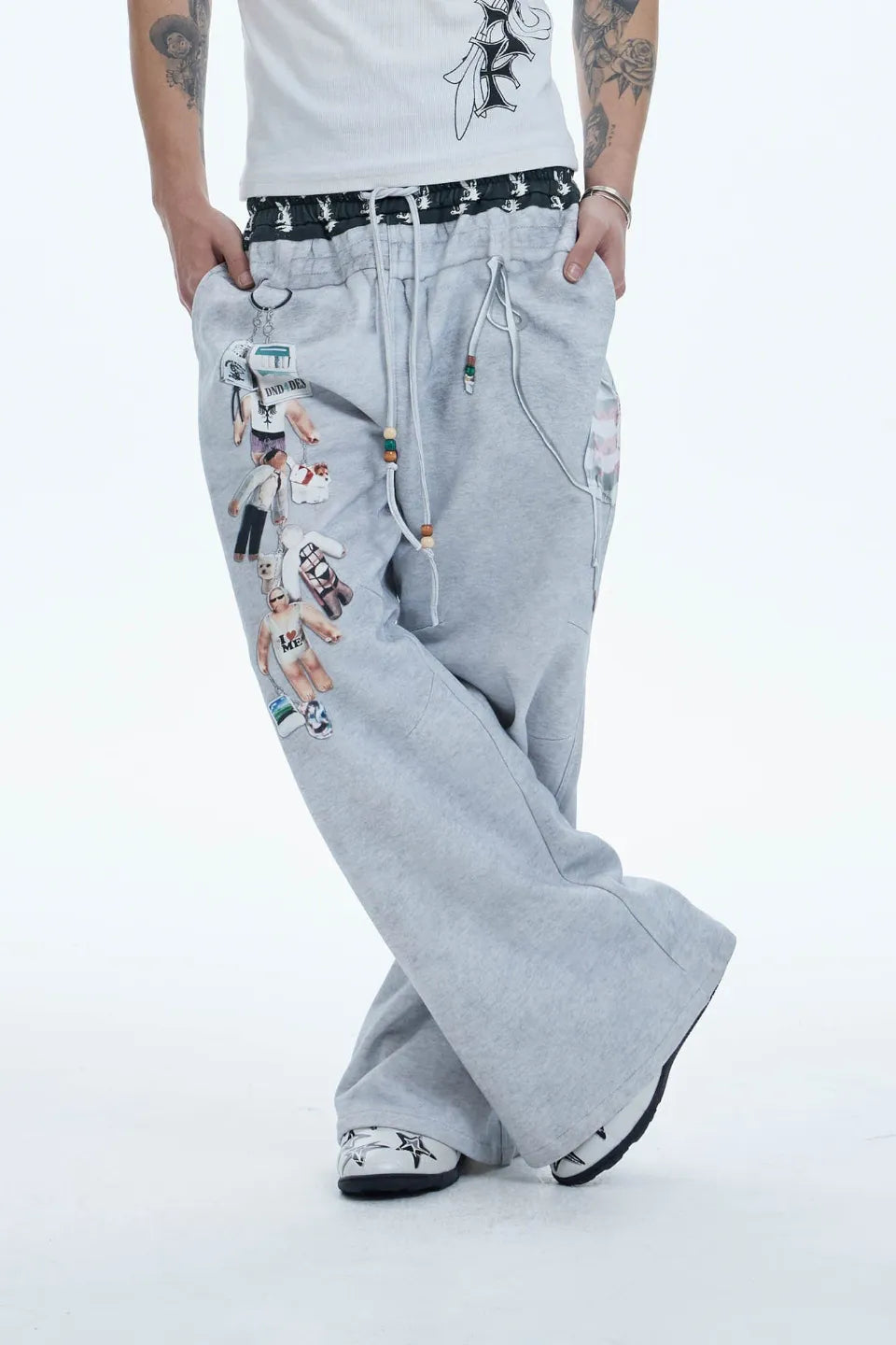 Doll Charm Graphic Double Waist Sweatpants
