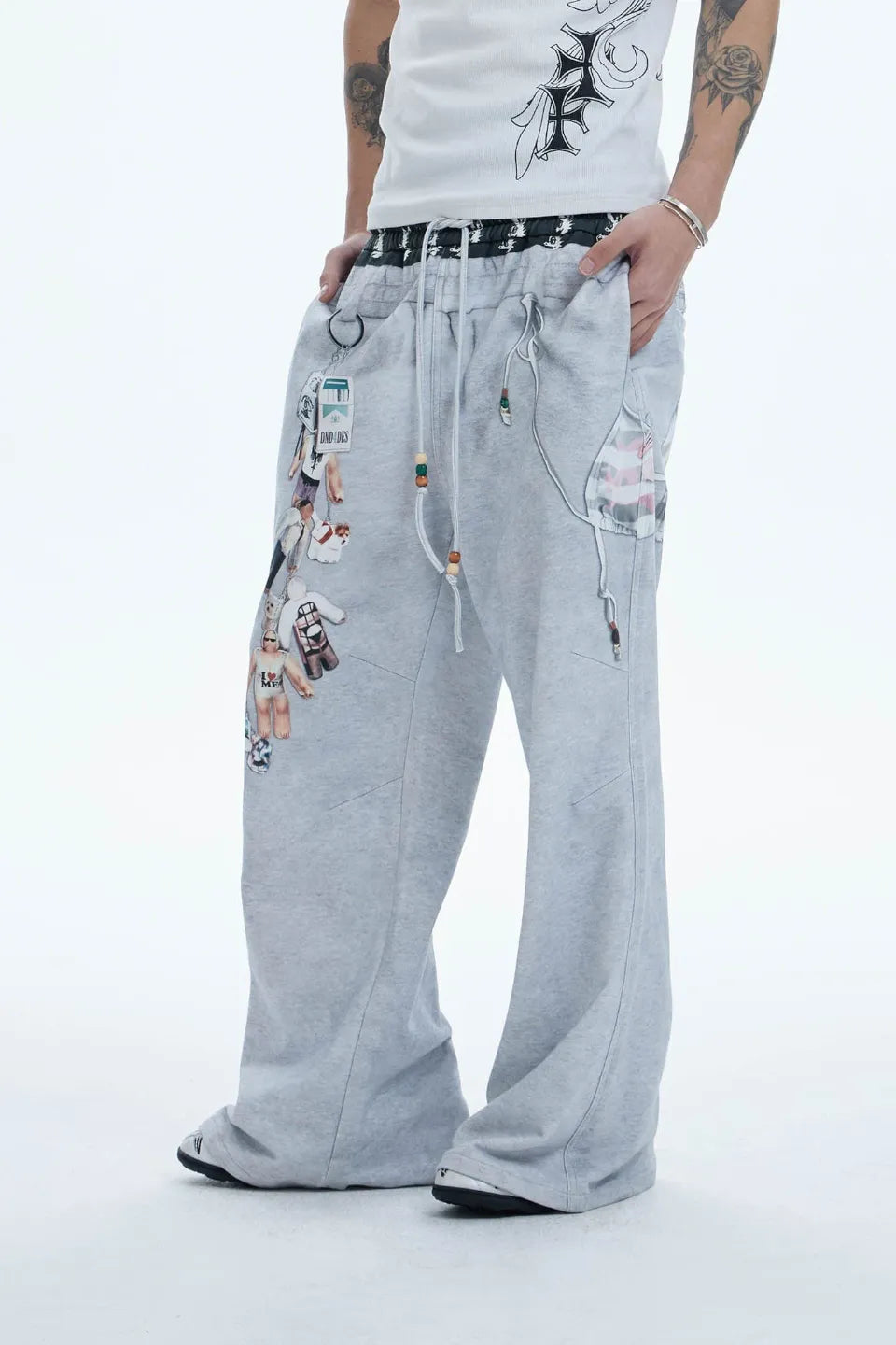 Doll Charm Graphic Double Waist Sweatpants