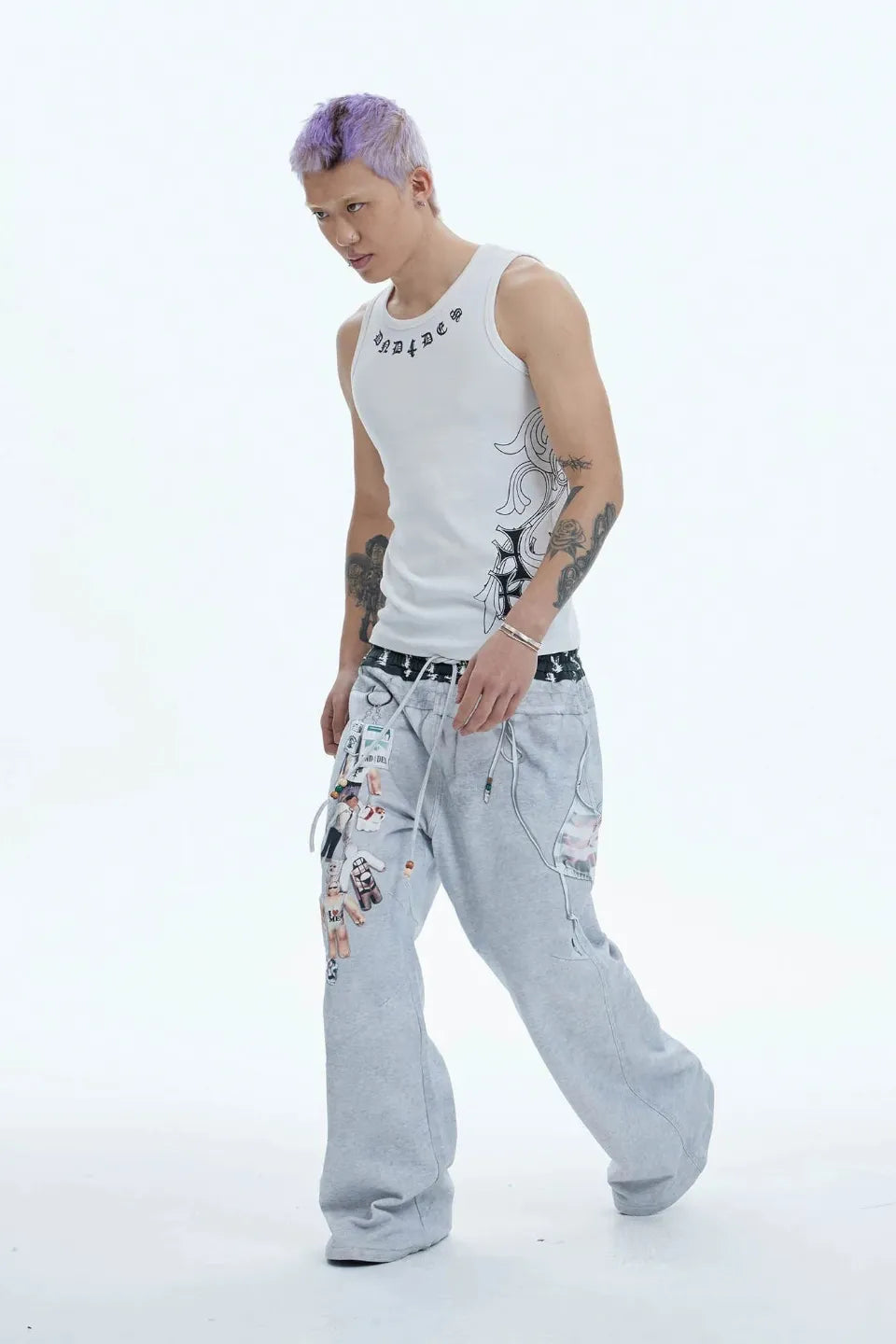 Doll Charm Graphic Double Waist Sweatpants