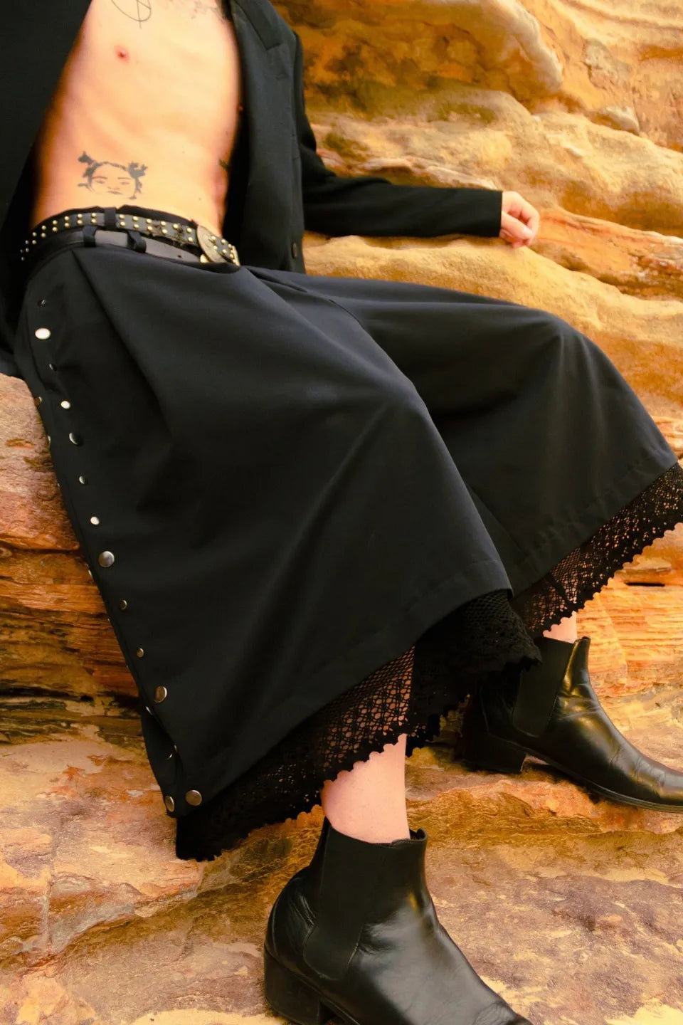 Double Belt Studs Shorts