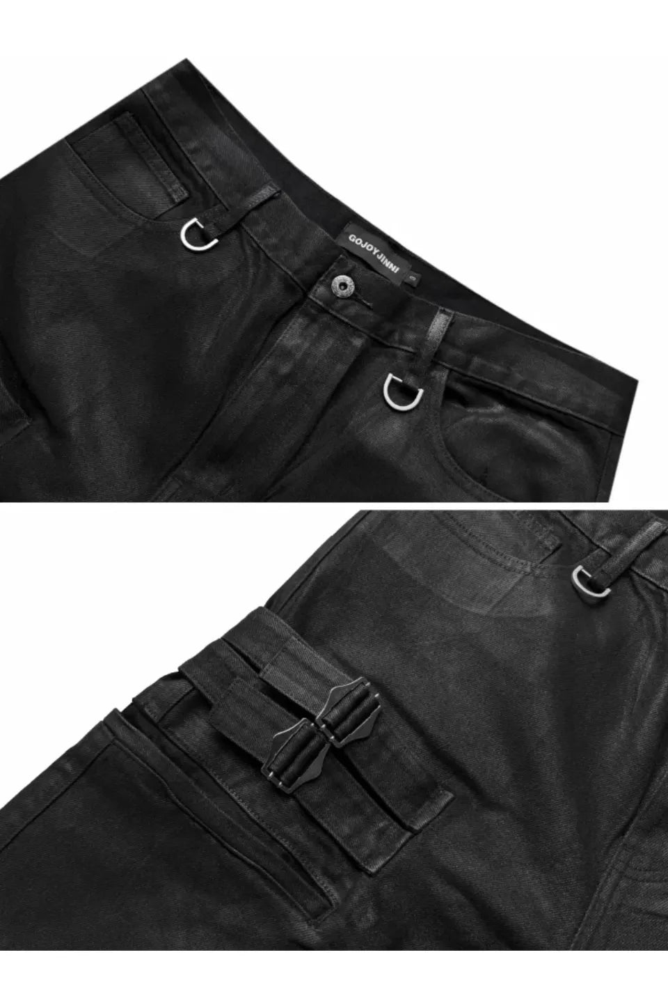 Double Knee Lace Up Curved Dirty Loose Jeans