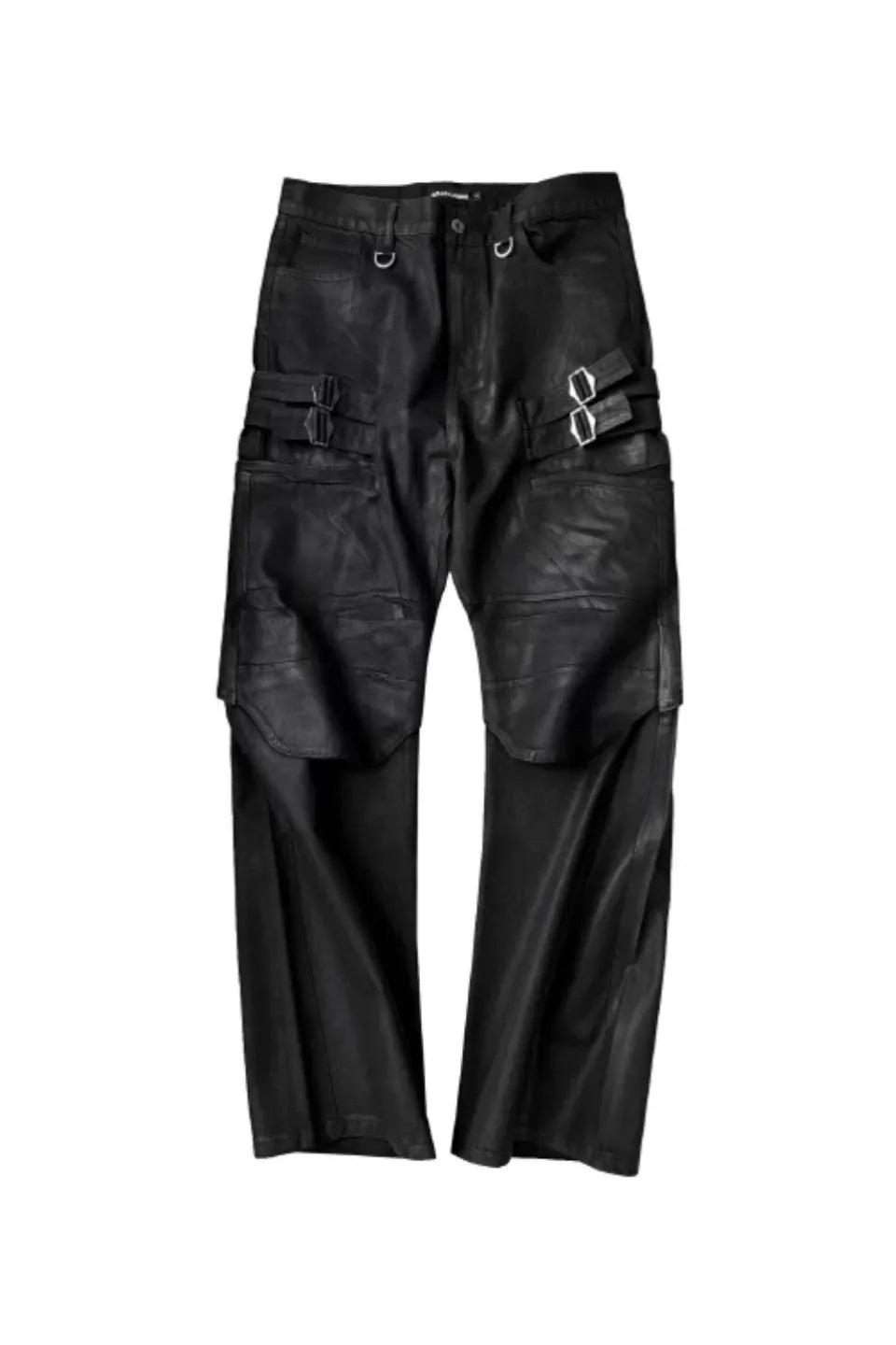 Double Knee Lace Up Curved Dirty Loose Jeans